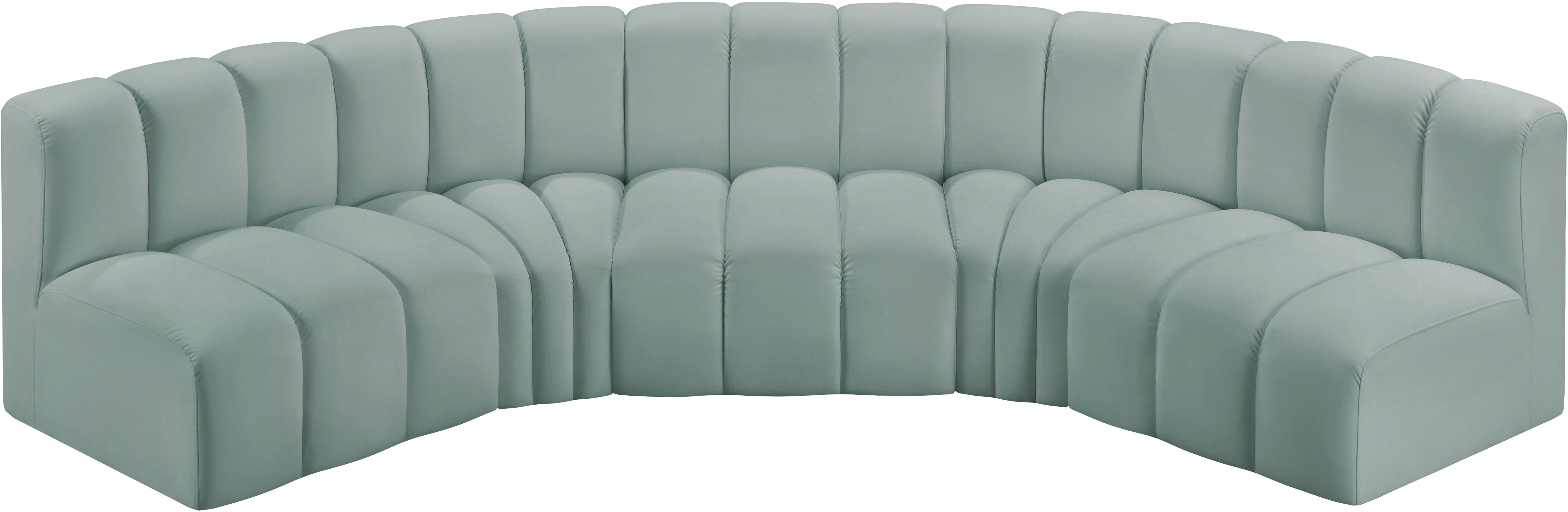 Arc - Faux Leather 5 Piece U-Shaped Modular Sofa - Mint Green