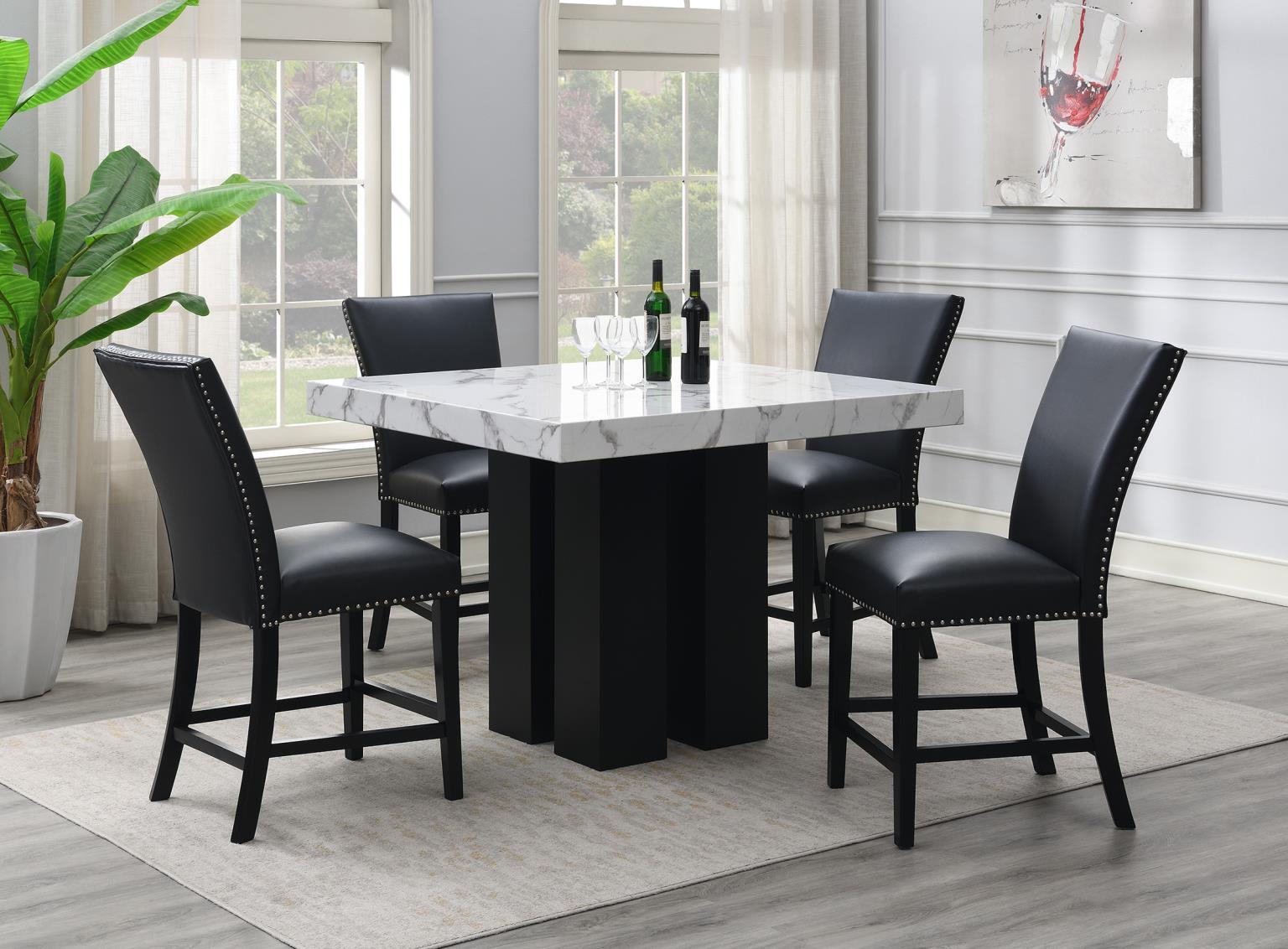 5 Pc · Counter Table, 4 Faux Leather Chairs