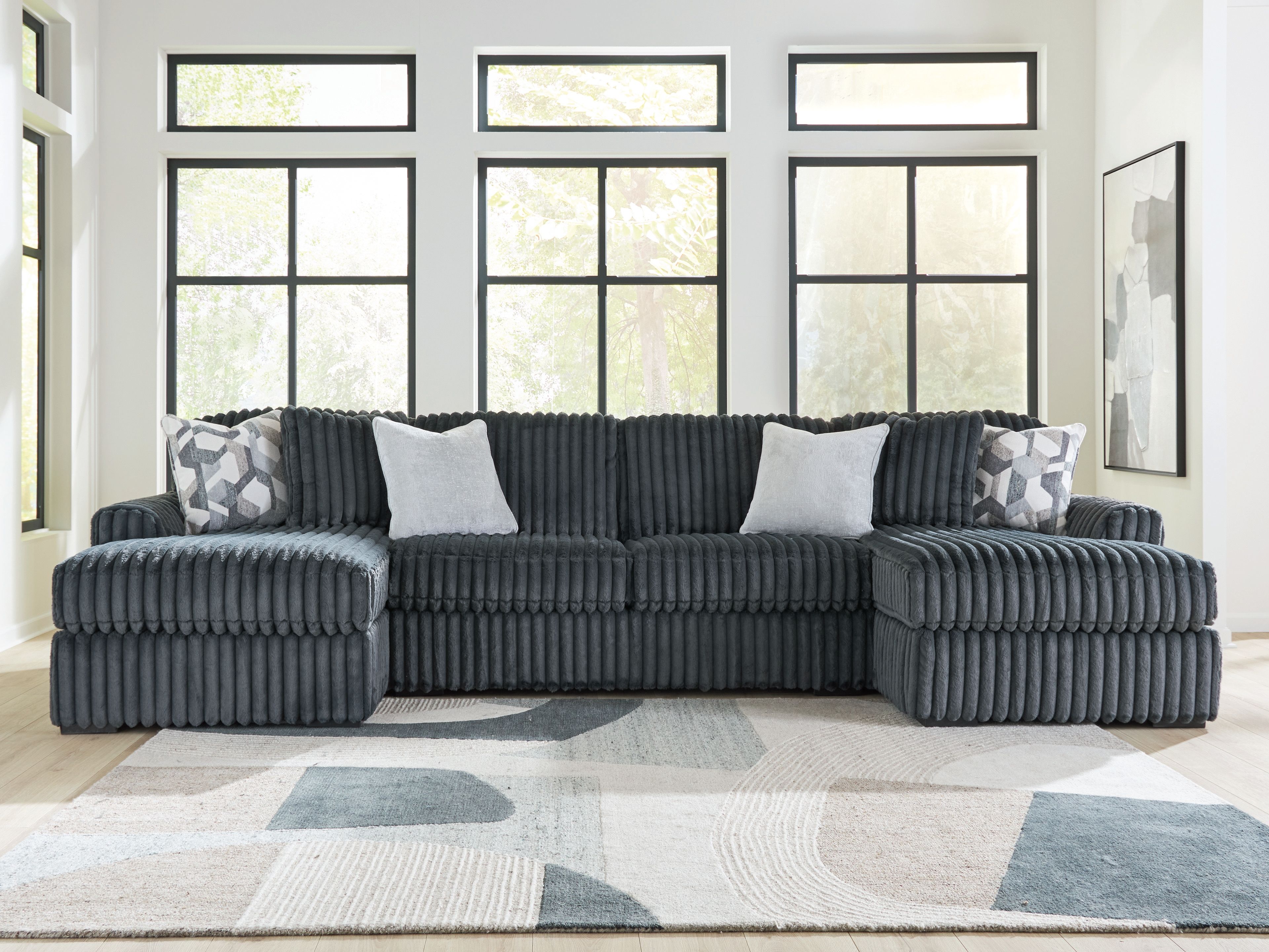 Ashley Furniture Midnight-Madness - 3-Piece Double Chaise Sectional - Gunmetal - Image 3