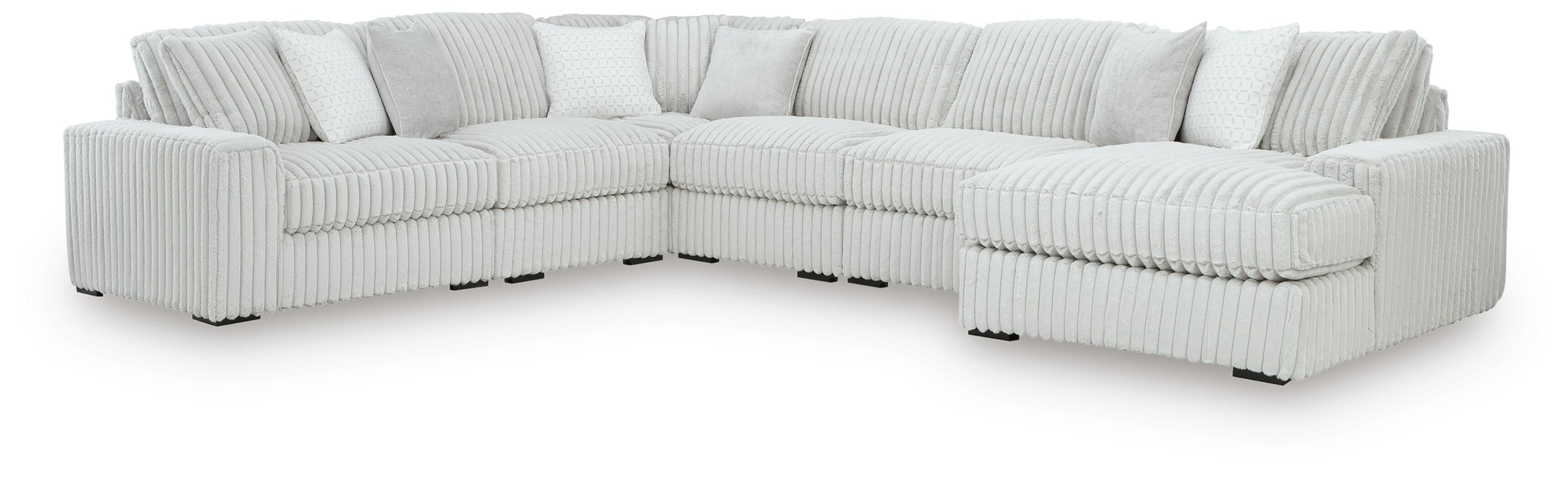 Stupendous – 6-Piece Sectional With RAF Corner Chaise – Alloy