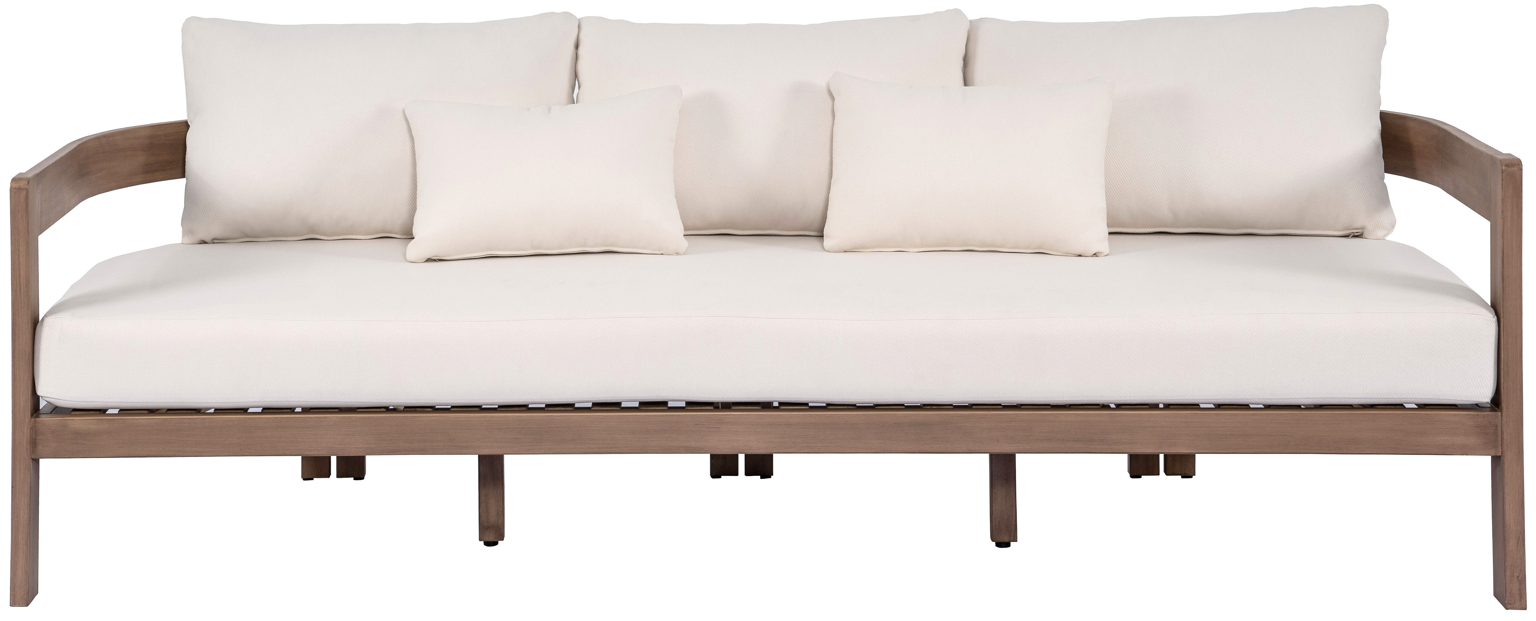 Newport - Water Resistant Fabric 86.75" Upholstered Outdoor Patio Sofa - Cream