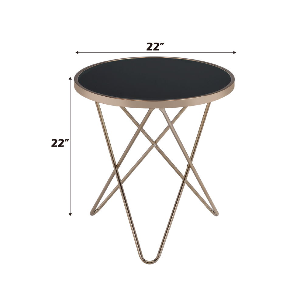 Valora - End Table - Black Glass & Champagne, black, view 3