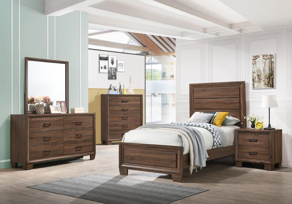 Brandon 5 Piece Twin Panel Bedroom Set Brown New Lots Furniture