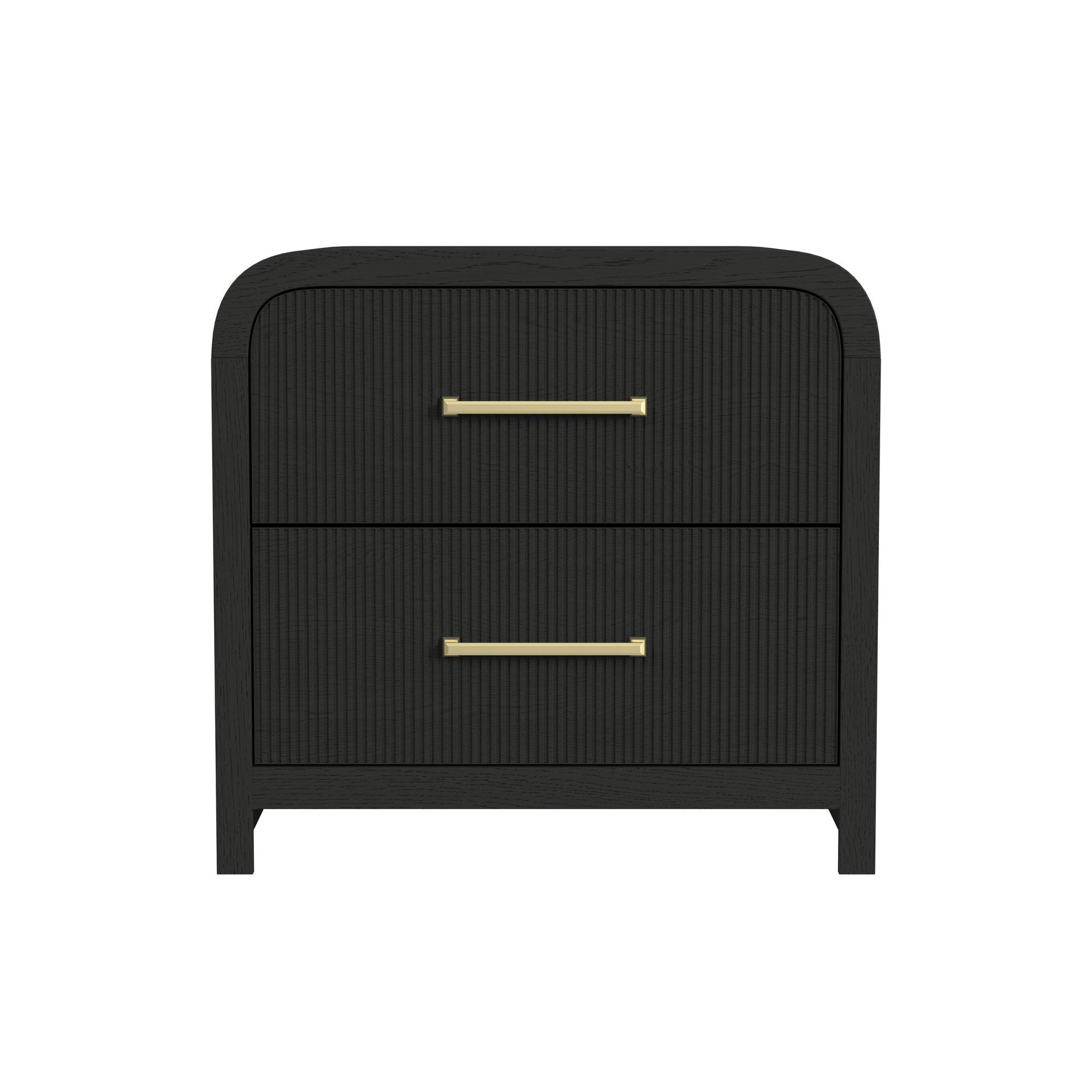 Ridgemont - 2-Drawer Nightstand With USB - Black With Grain