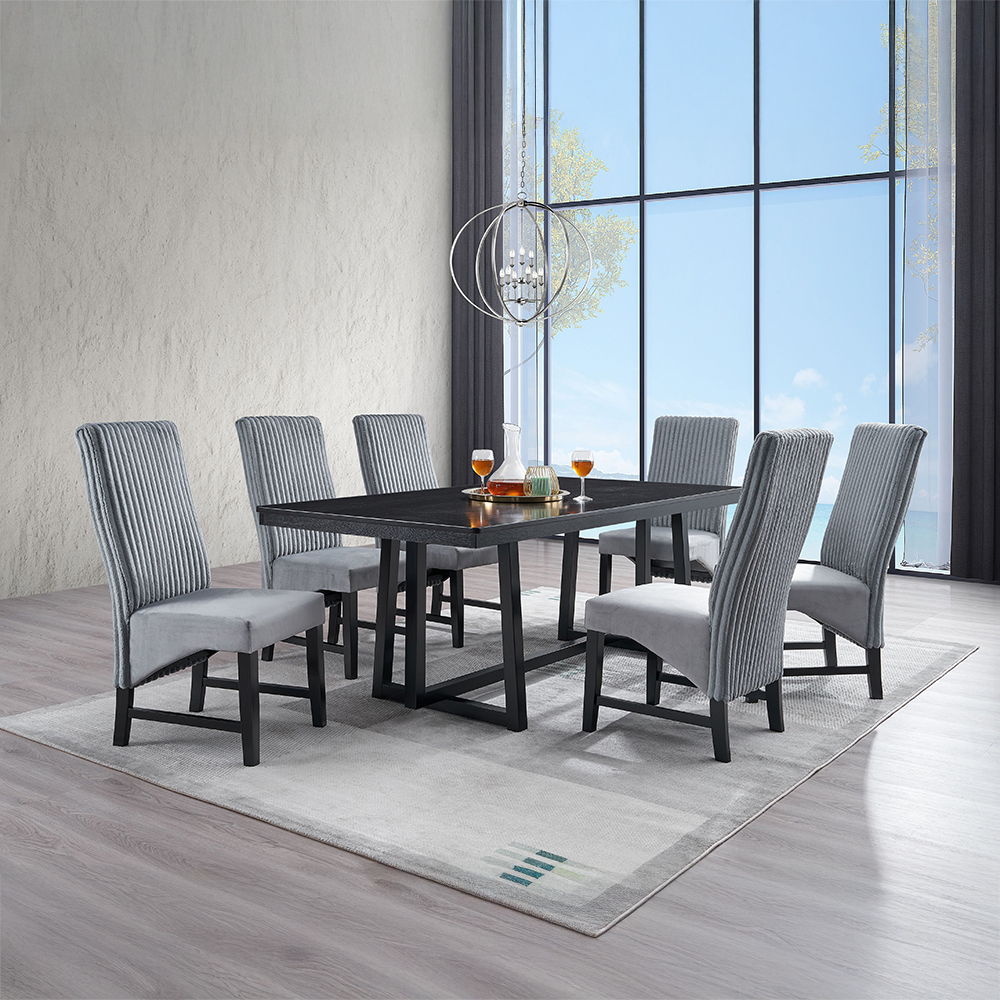 Kini - Side Chair (Set of 2) - Gray Corduroy & Black, gray, view 6