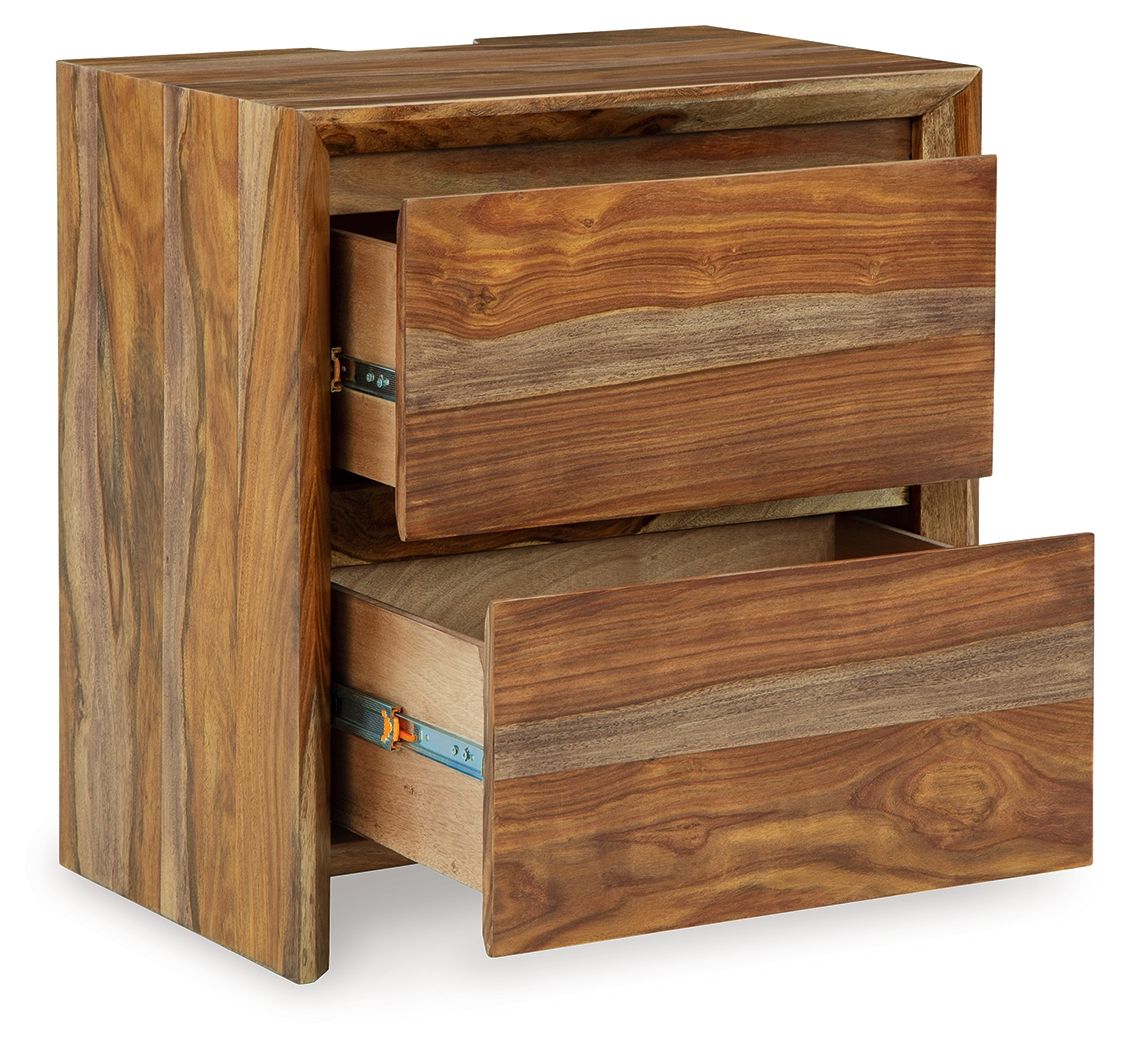 Ashley Furniture Dressonni - Two Drawer Night Stand - Brown - Image 3