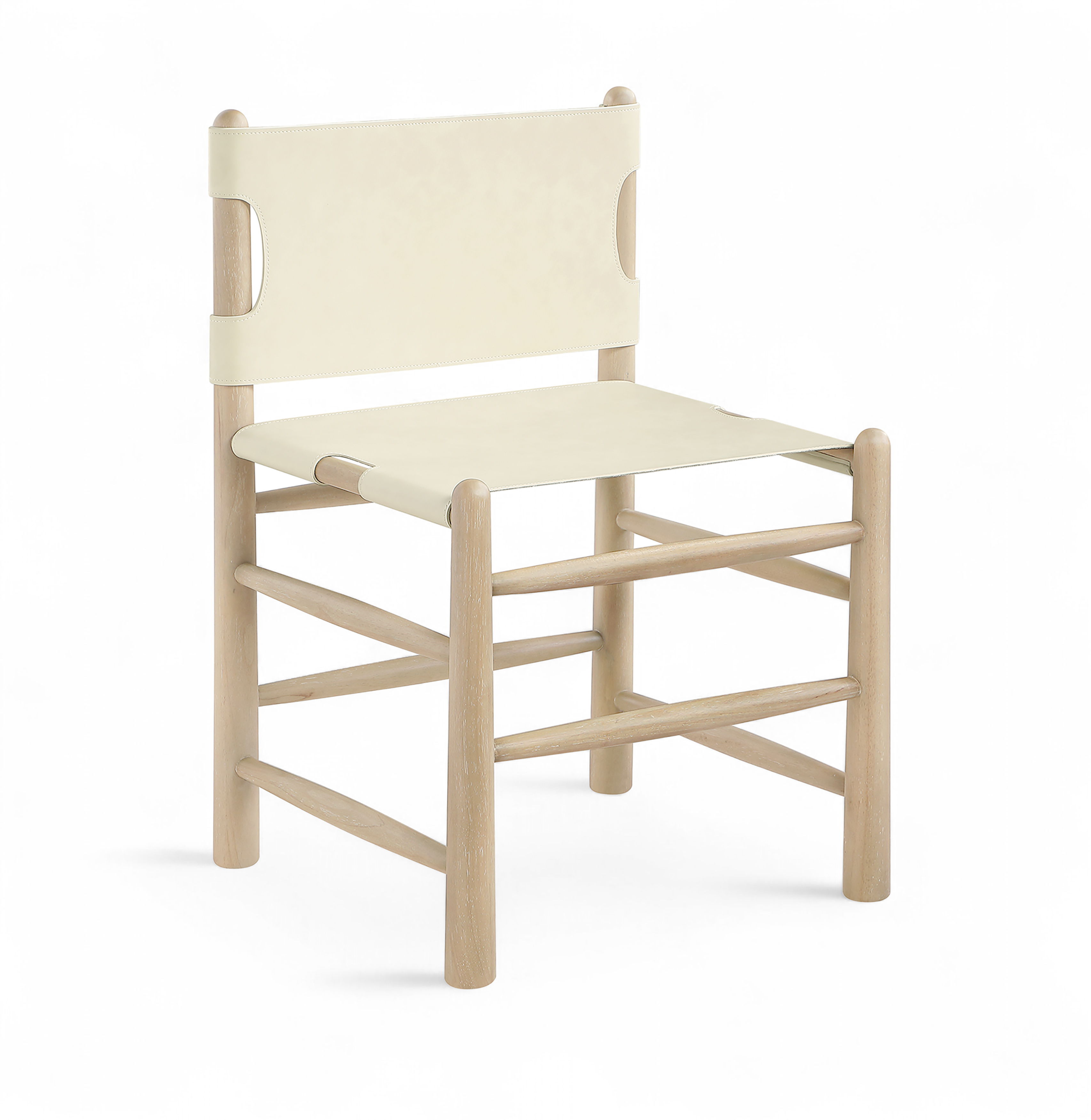 Santos - Vegan Leather Upholstered Dining Chair (Set of 2) - Cream / Stained Natural