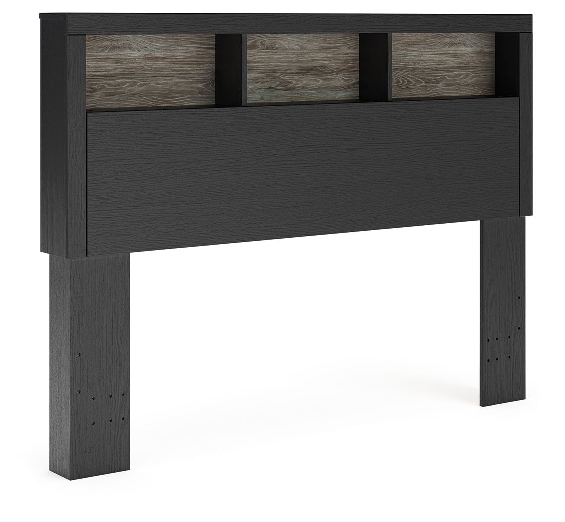 Broachmyn – Lighted Queen Bookcase Headboard – Black / Gray