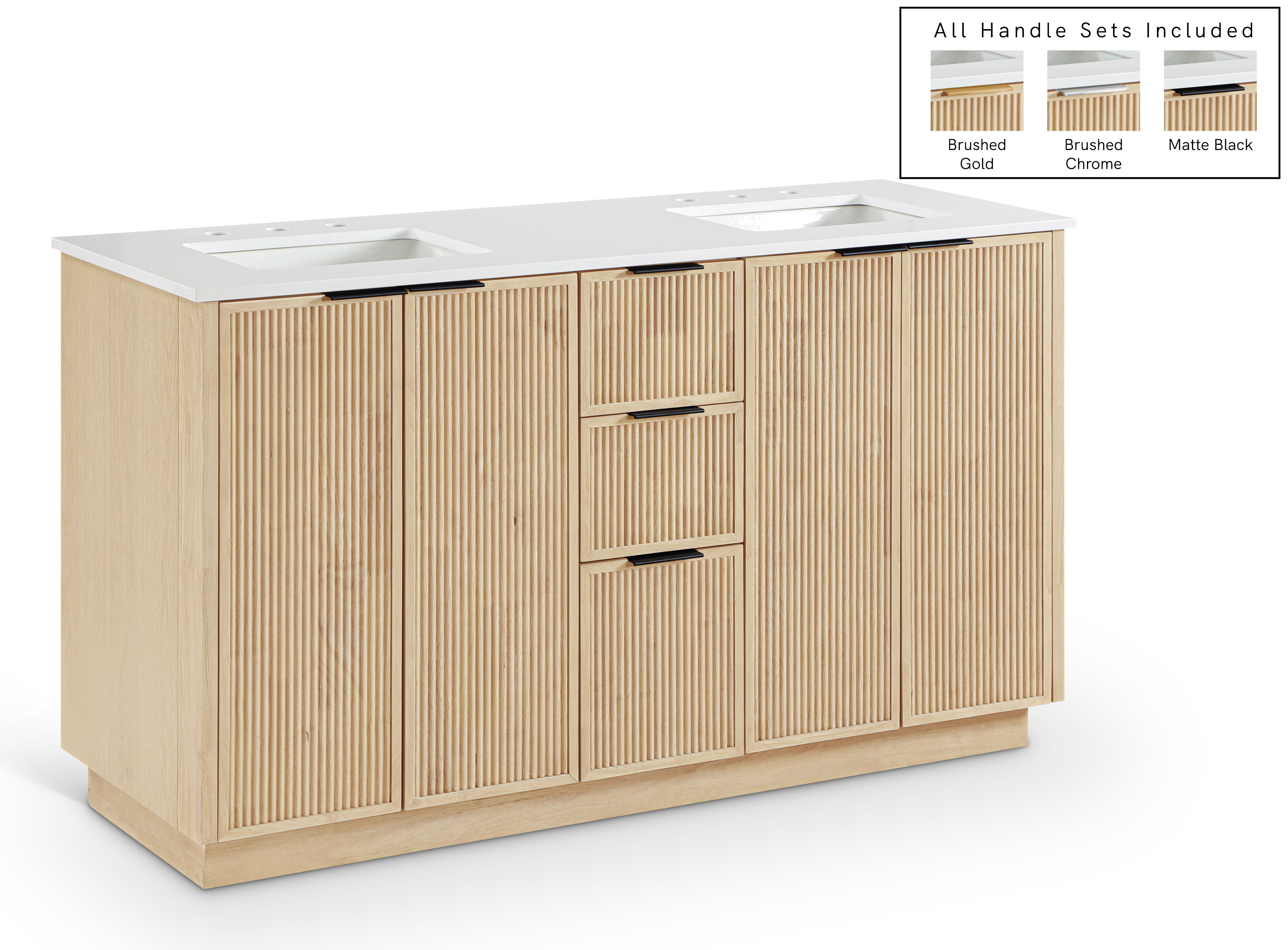 Willard - Engineered Stone And Solid Wood 60" Bathroom Vanity - Natural