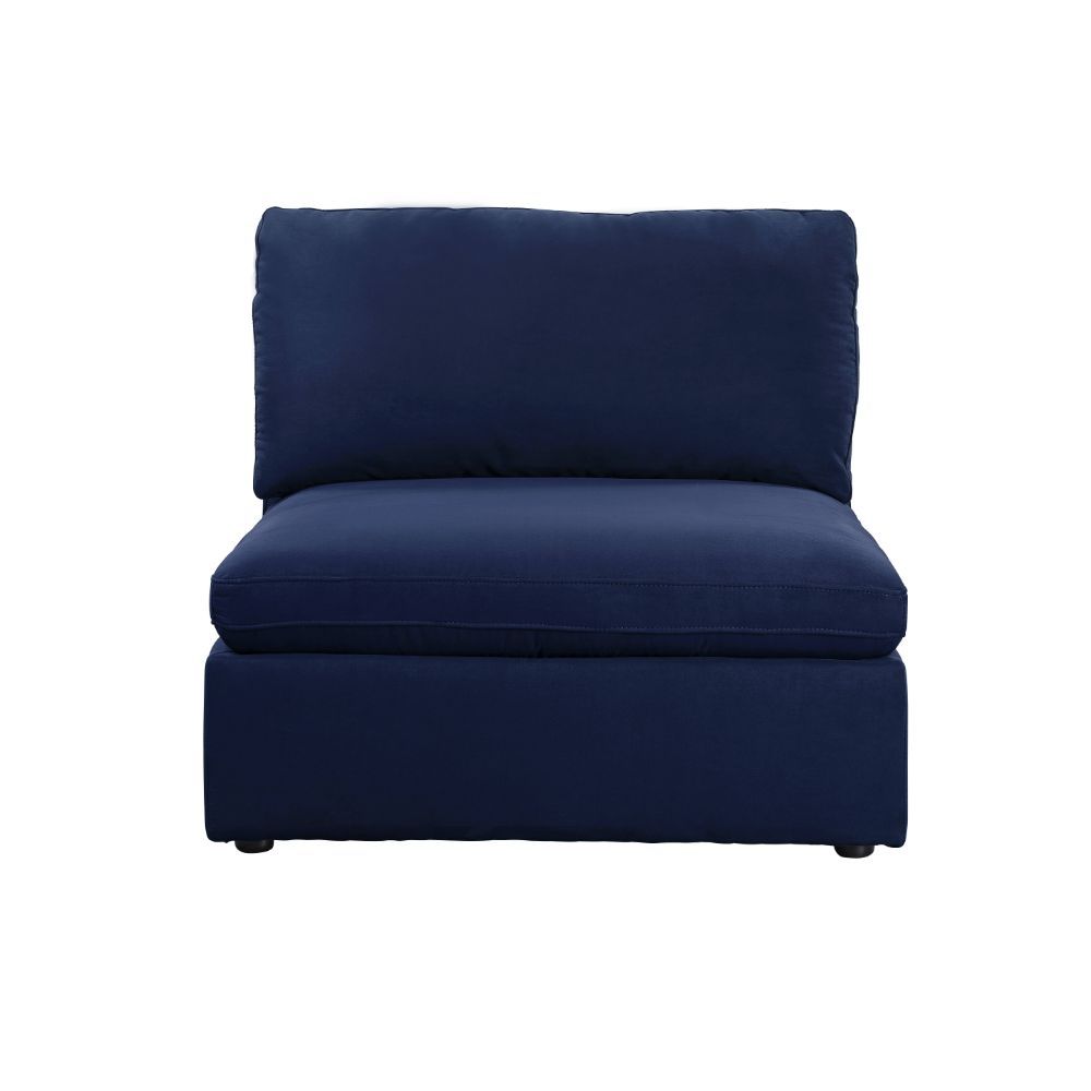 Crosby - Modular Armless Chair - Blue Fabric, blue, view 2