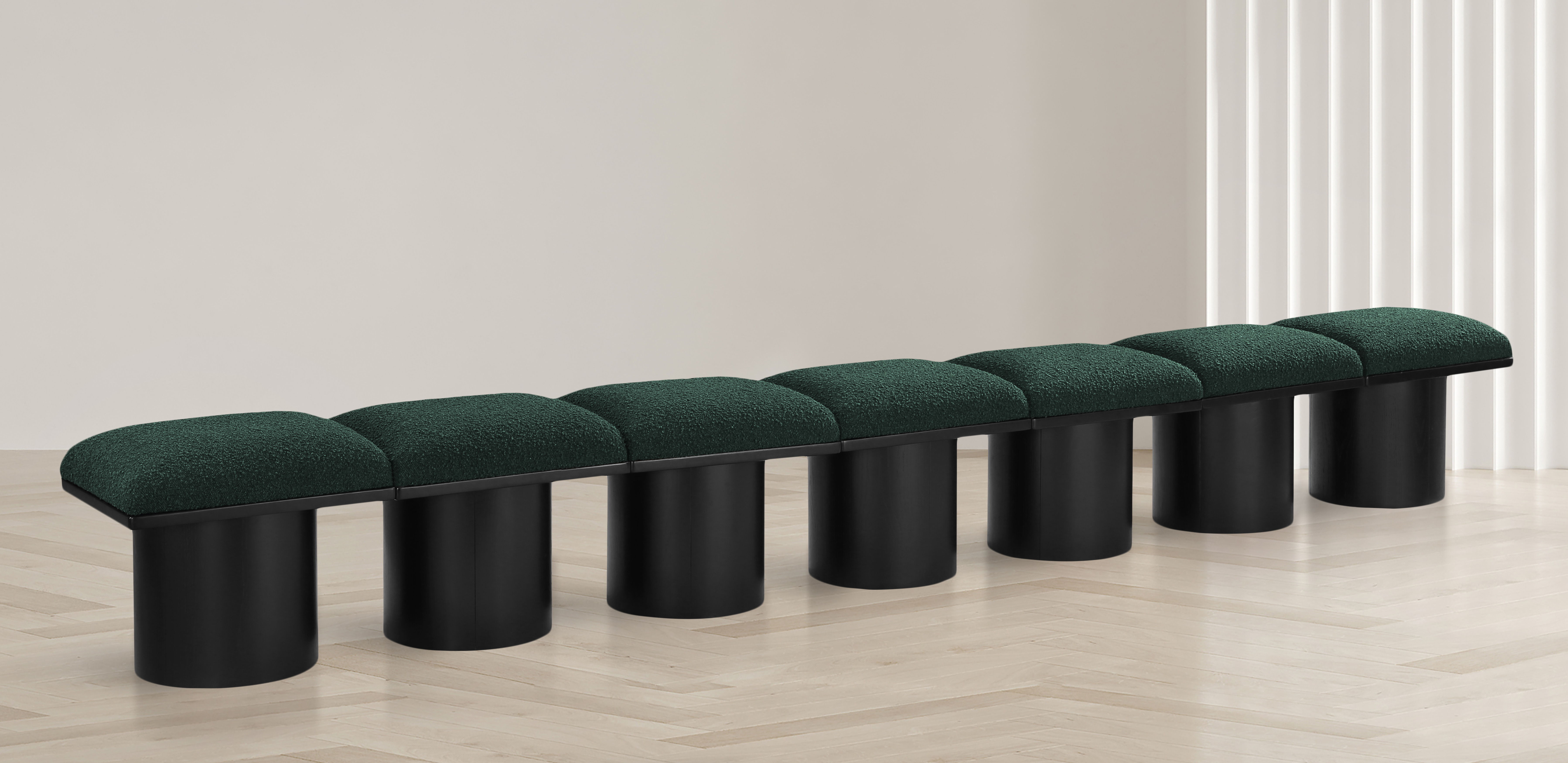 Pavilion - 126" 7 Piece Modular Bench With Black Base - Green