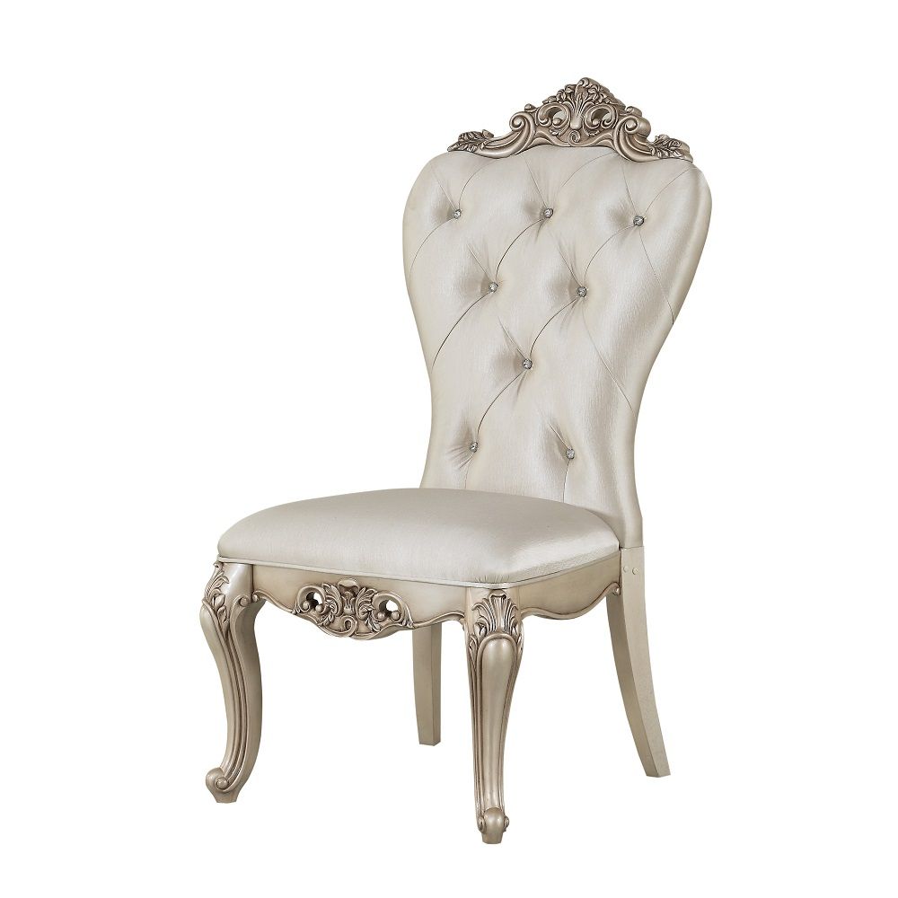 Gorsedd - Side Chair (Set of 2) - Cream Fabric & Golden Ivory, beige, view 2