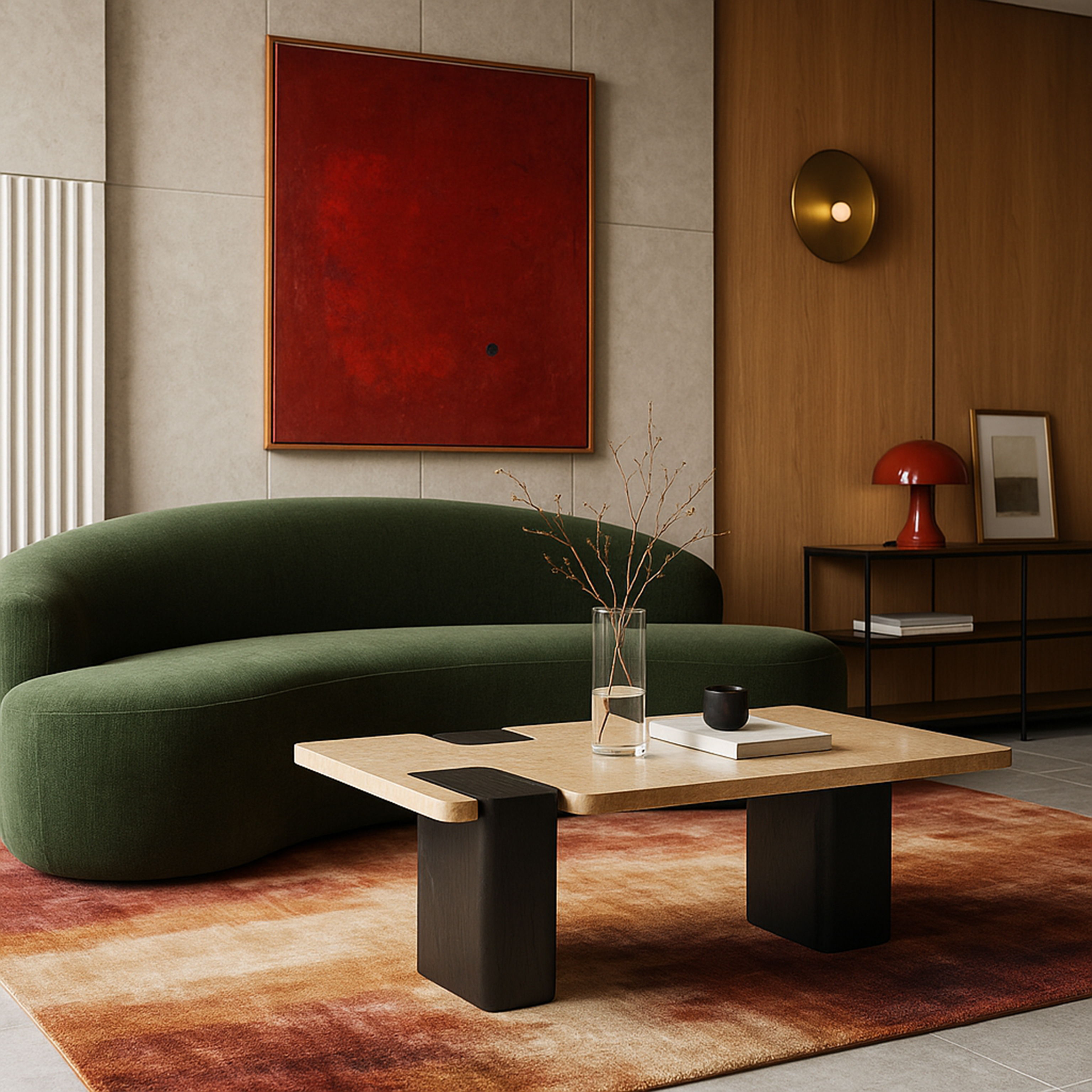 Ravenna - Genuine Travertine Top And Oak Wood Base Coffee Table - Natural