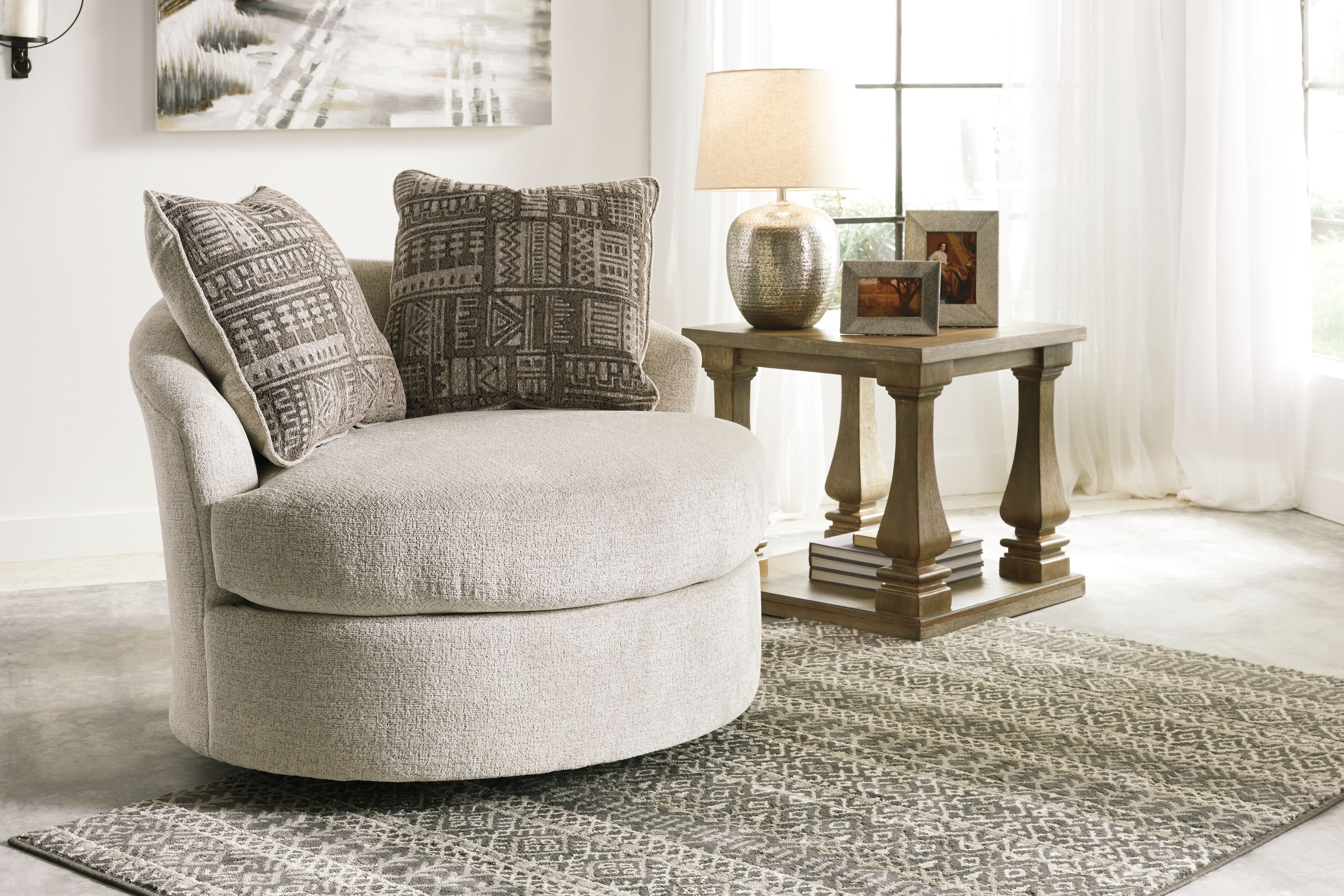 Ashley Furniture Soletren - Swivel Accent Chair - Stone - Image 6