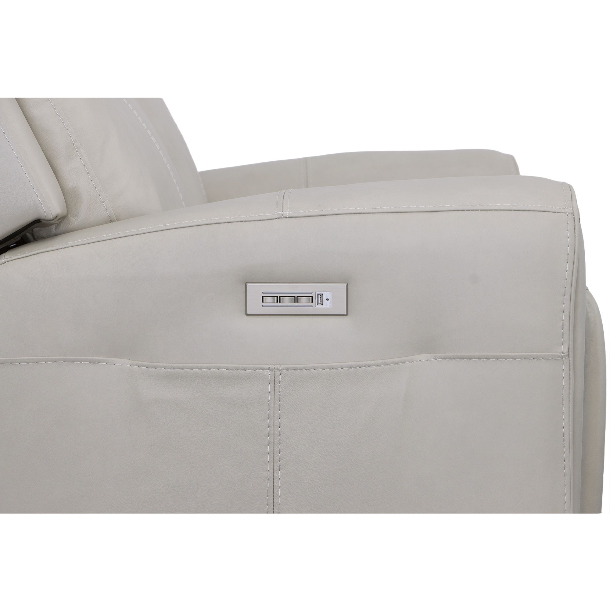 Barnett - Power Reclining Loveseat With Power Headrests & Lumbar - Timber, light gray, view 5
