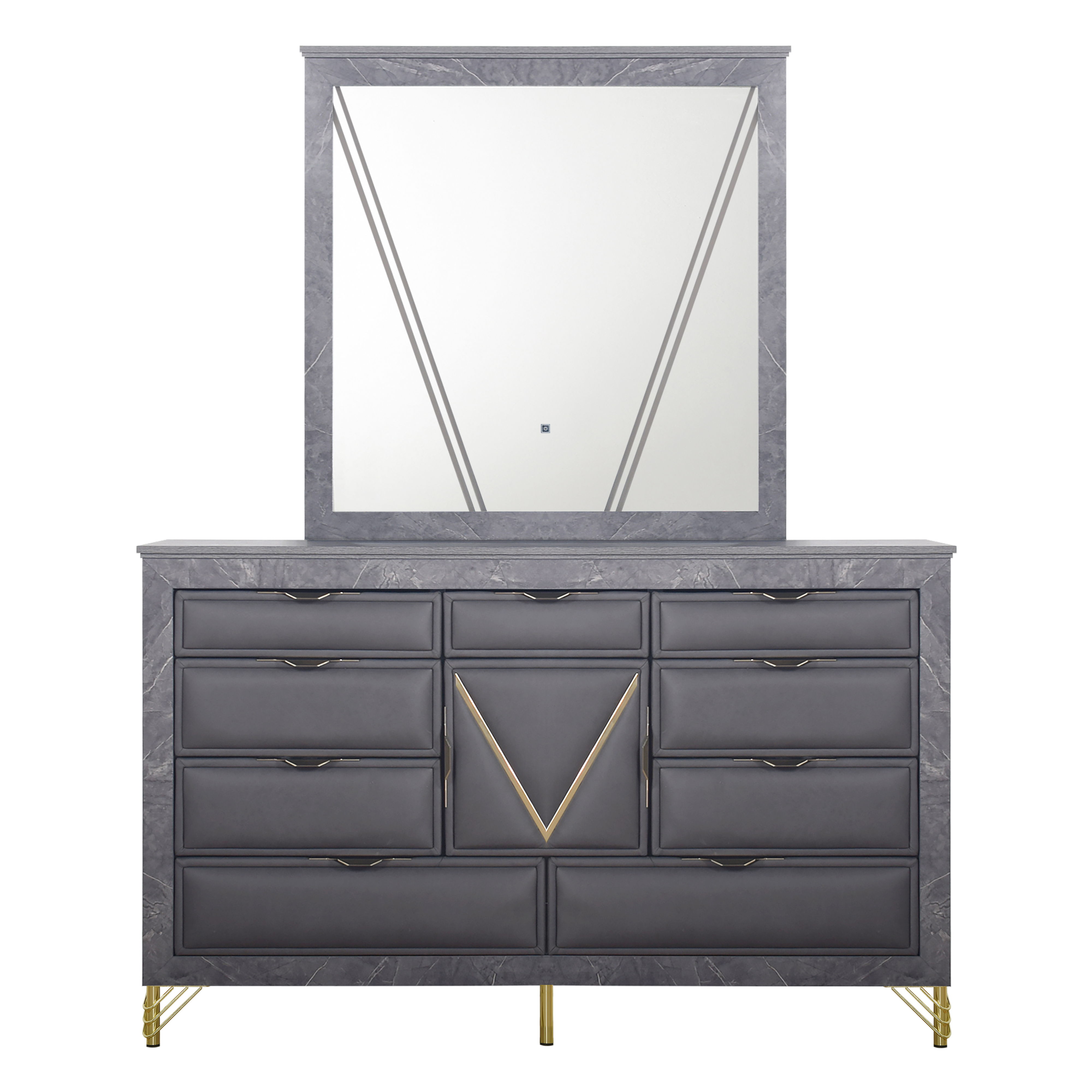 Symmetry - Dresser & Mirror - Gray
