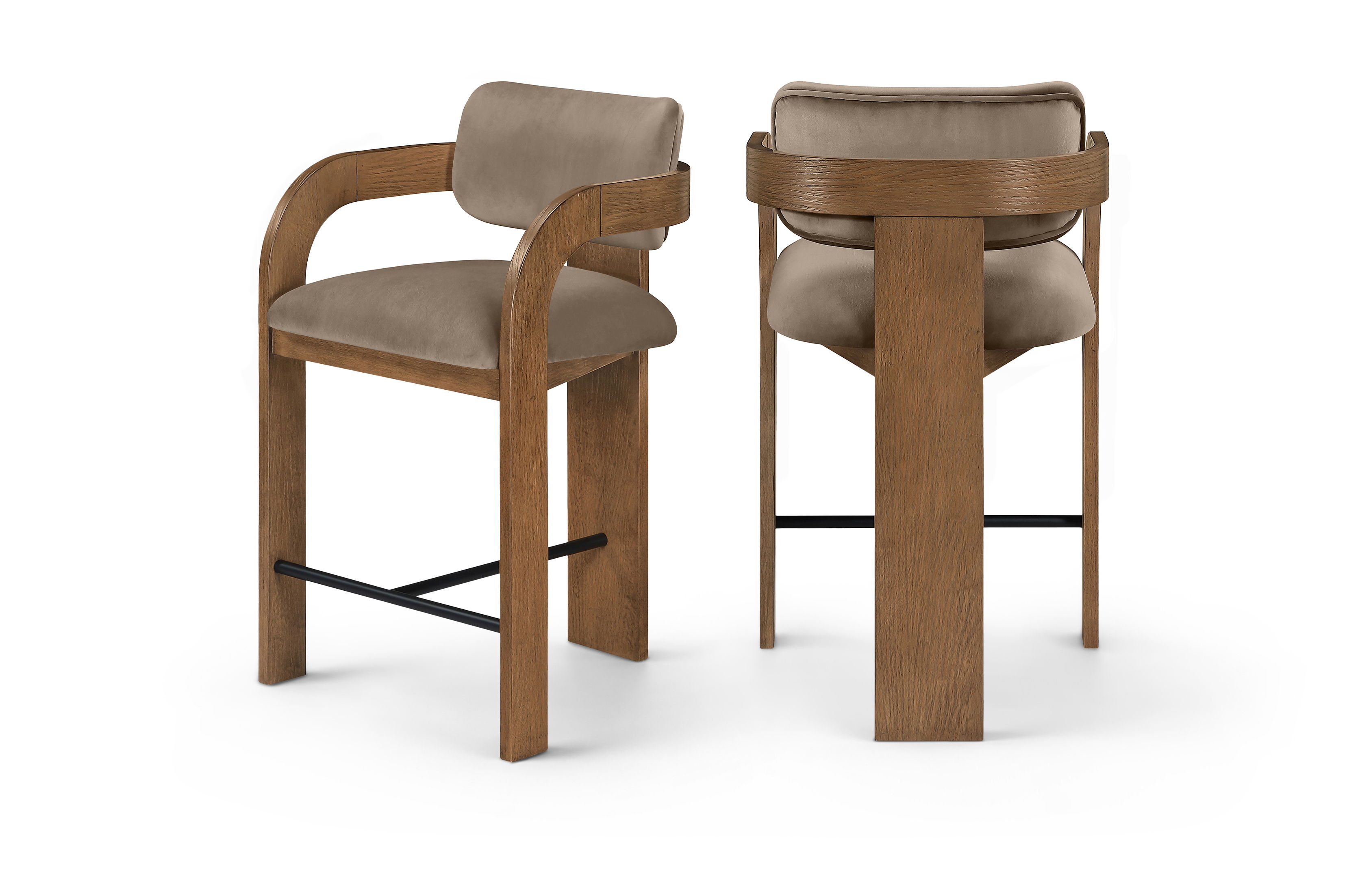 Cedra - Velvet Performance Fabric Upholstered Counter Stool - Taupe