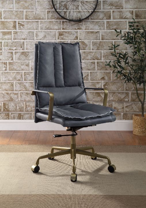 Tinzud - Office Chair - Gray Leather, dark gray, view 5