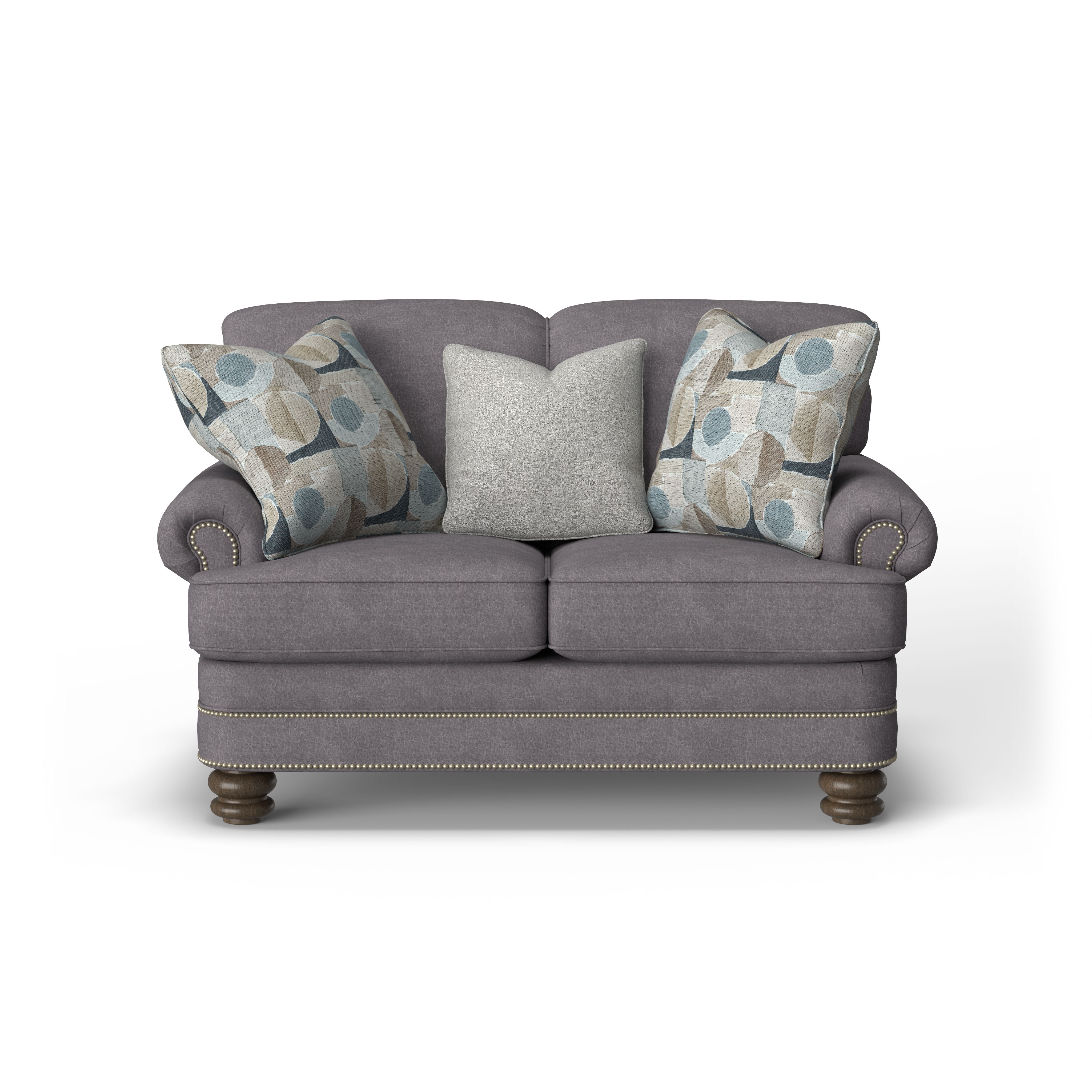 Bay Bridge - Fabric Loveseat, Nailhead Trim, light gray, view 6
