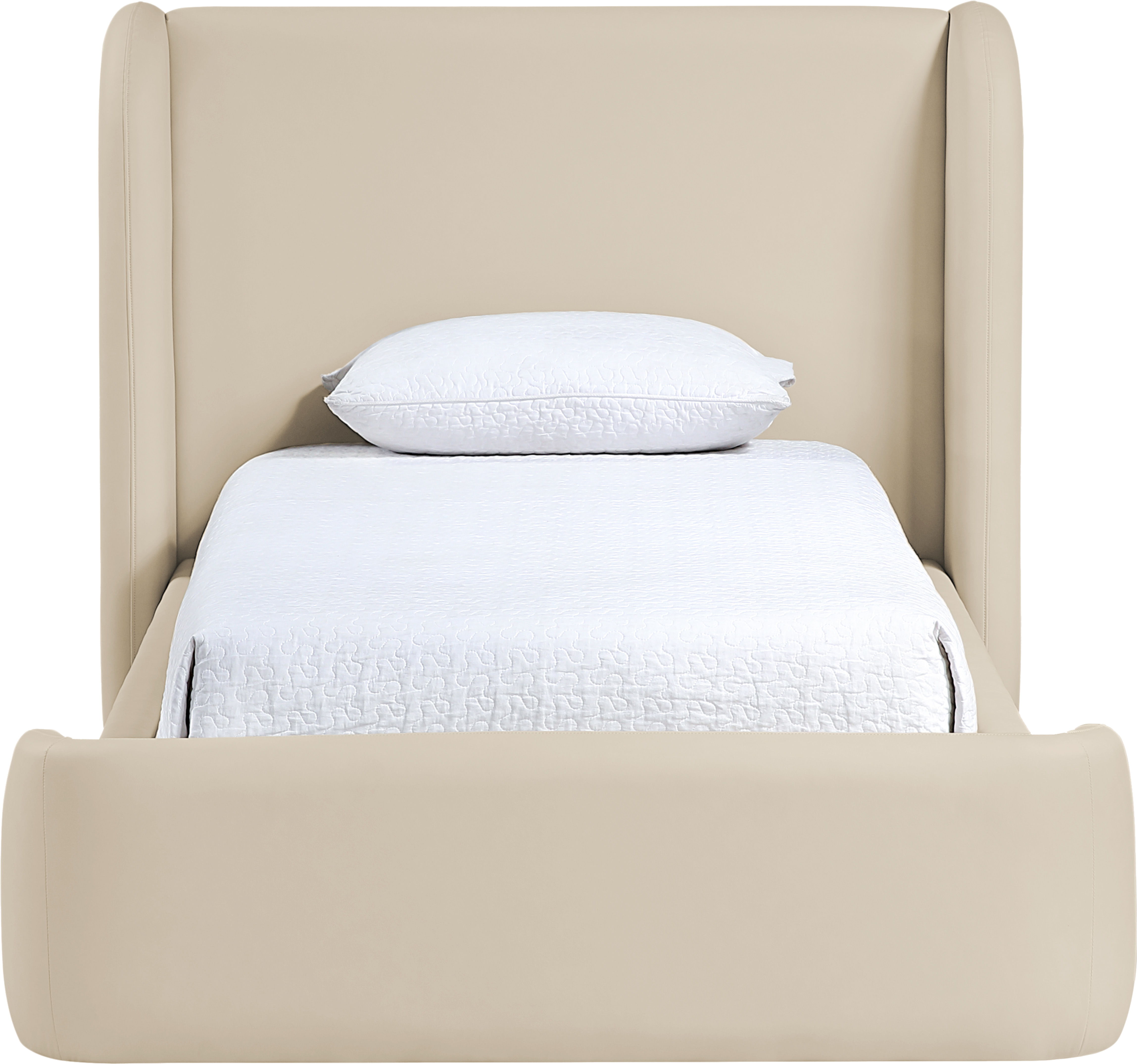 Warby - Vegan Leather Upholstered Twin Bed - Beige