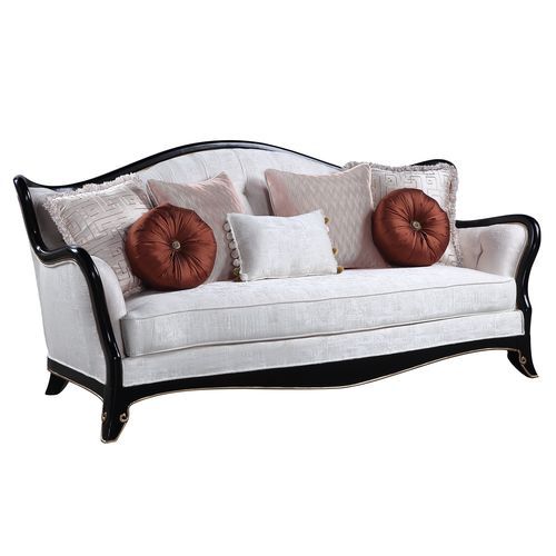 Nurmive - Sofa With 7 Pillows - Beige Fabric, white