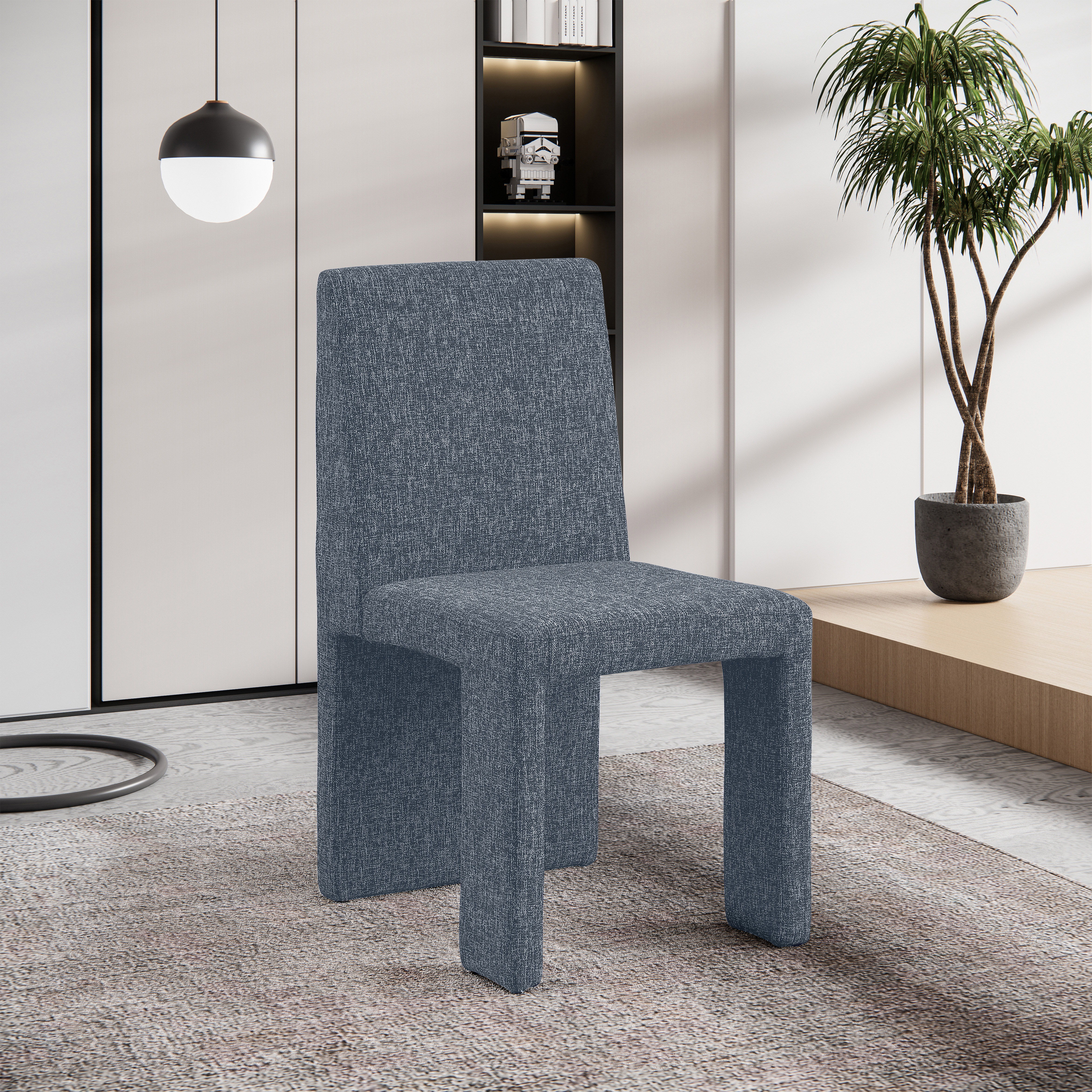 Benson - linen Dining Chair (Set of 2) - Blue