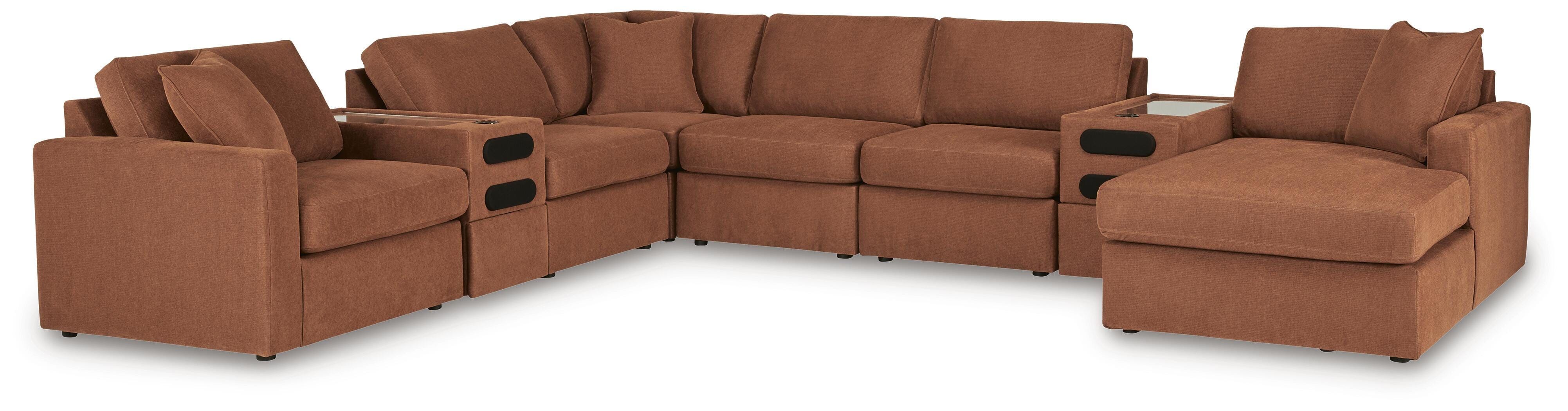 Modmax – 8-Piece Sectional With RAF Corner Storage Chaise And 2 Audio Consoles – Spice