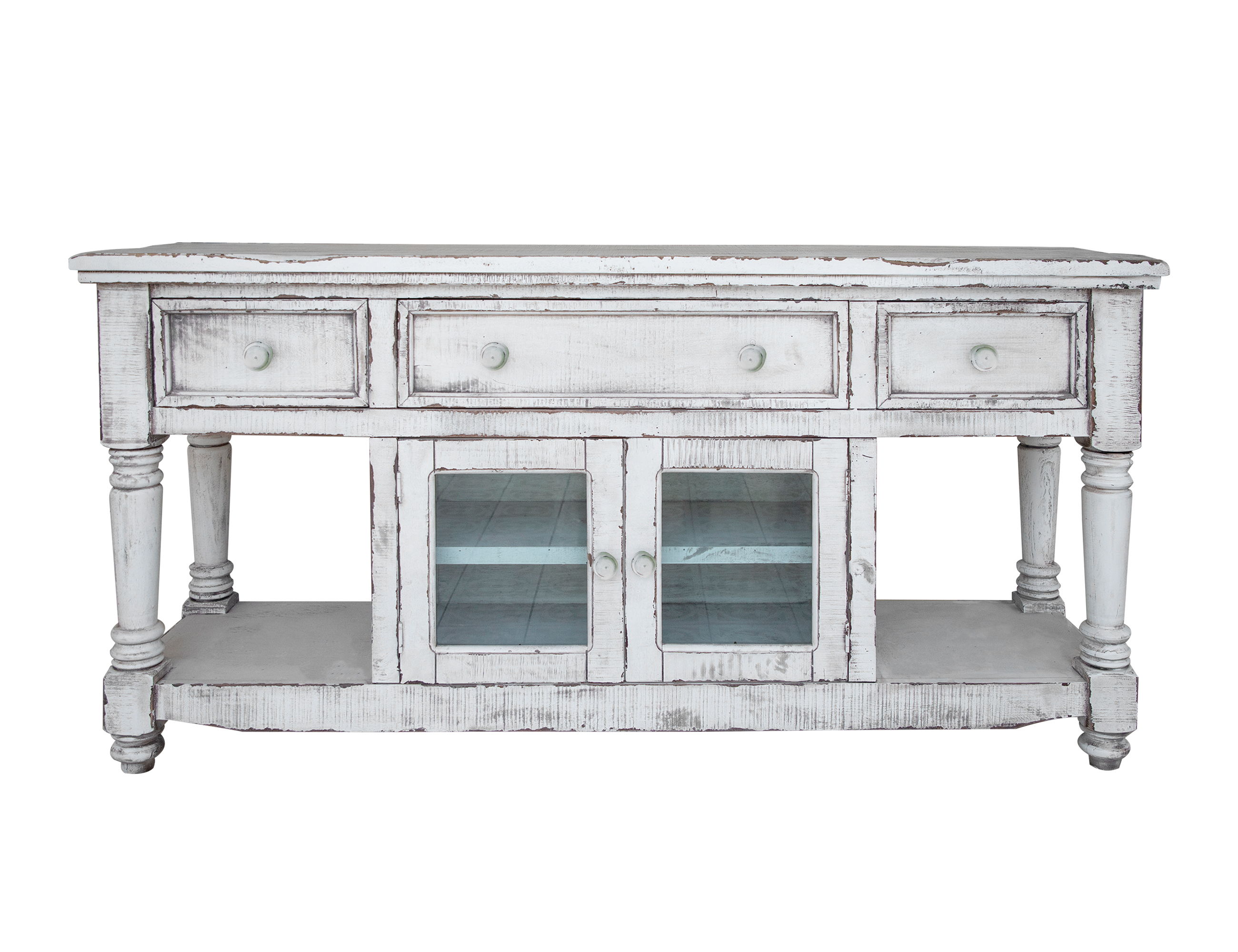 International Furniture Direct Aruba - TV Stand / Console Whith 3 Drawers And 2 Doors - Antique White