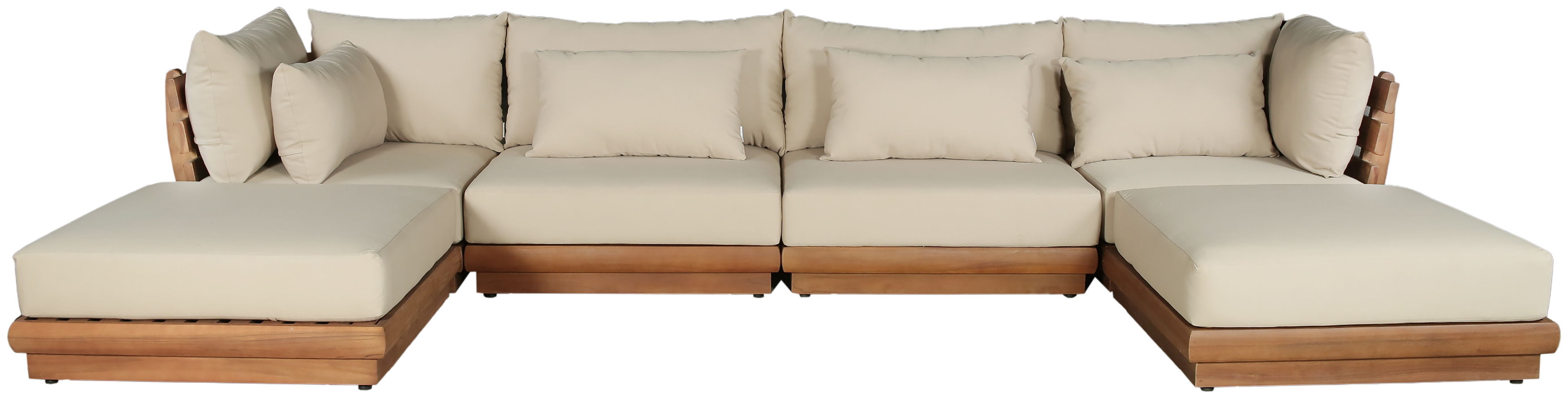 Mirella - 6 Piece Water Resistant Fabric Upholstered Outdoor Patio Modular Sectional - Tan