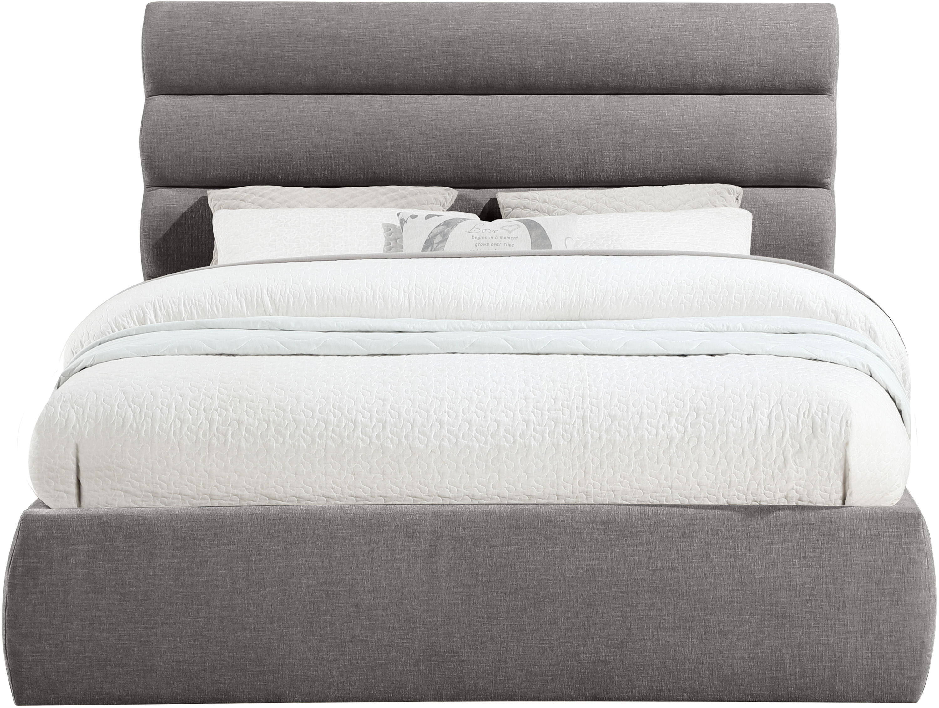 Adam - Chenille Fabric Queen Bed With 52" Headboard - Gray