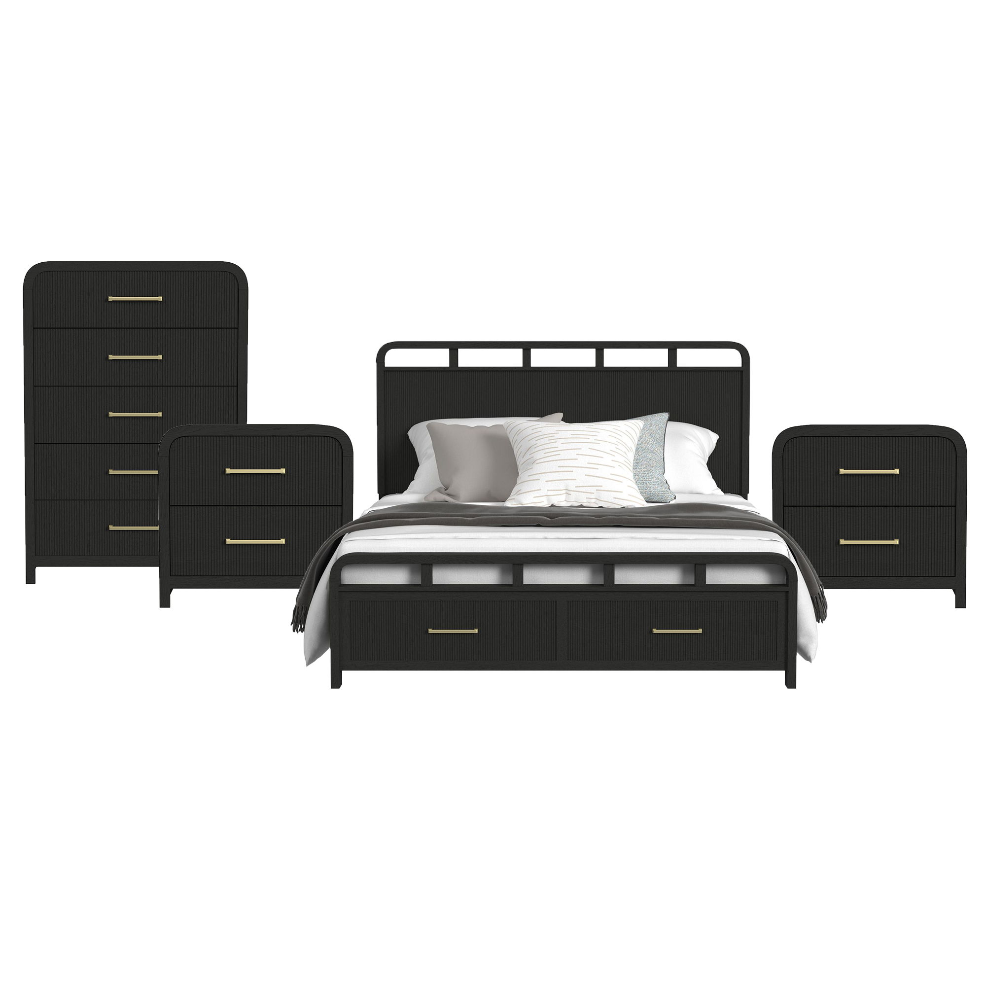 King · 4 Pc · Bedroom Set With 2 Nightstands & Chest