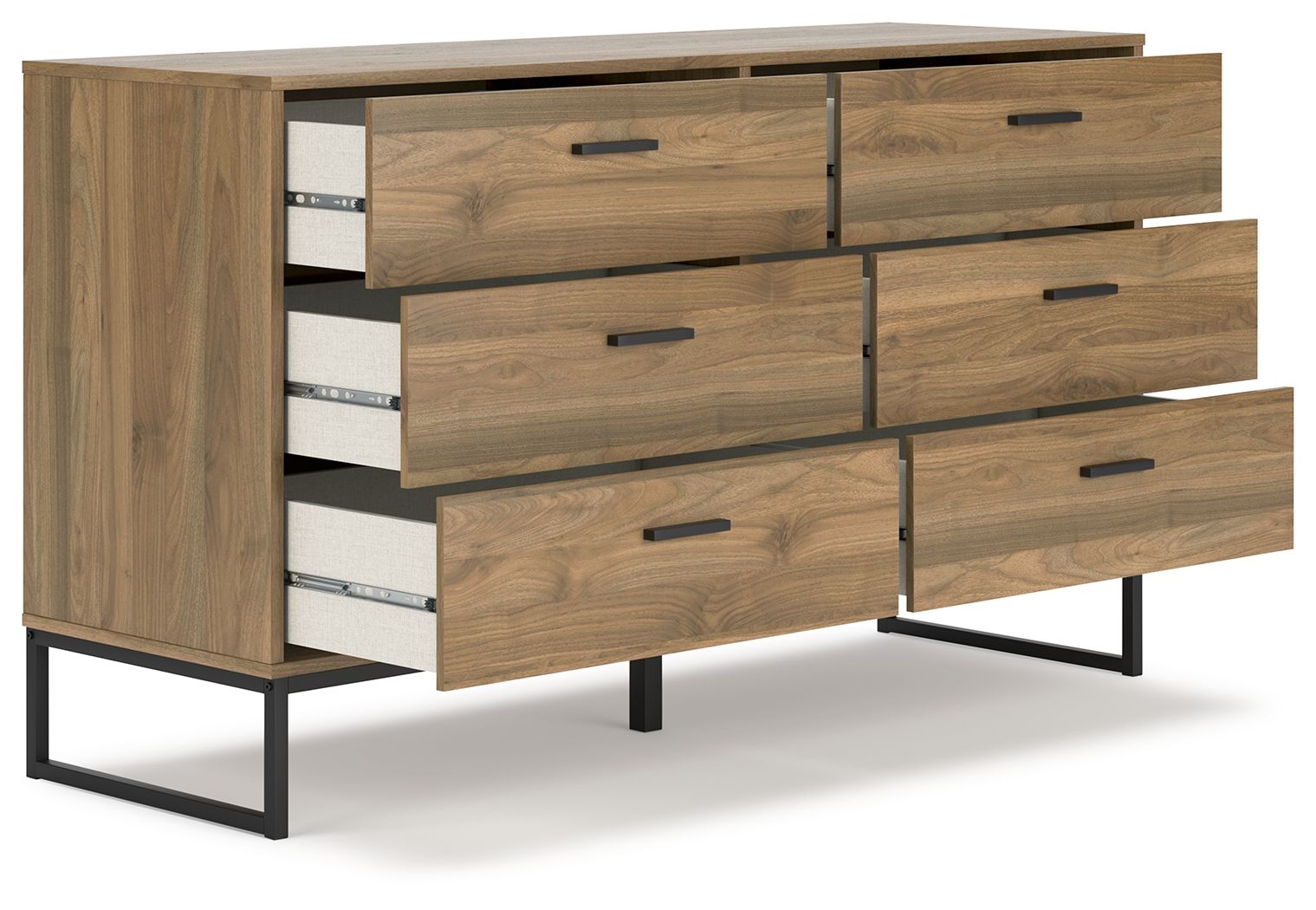 Deanlow - 4 Pc. - Dresser, Chest, Queen Platform Panel Bed - Honey