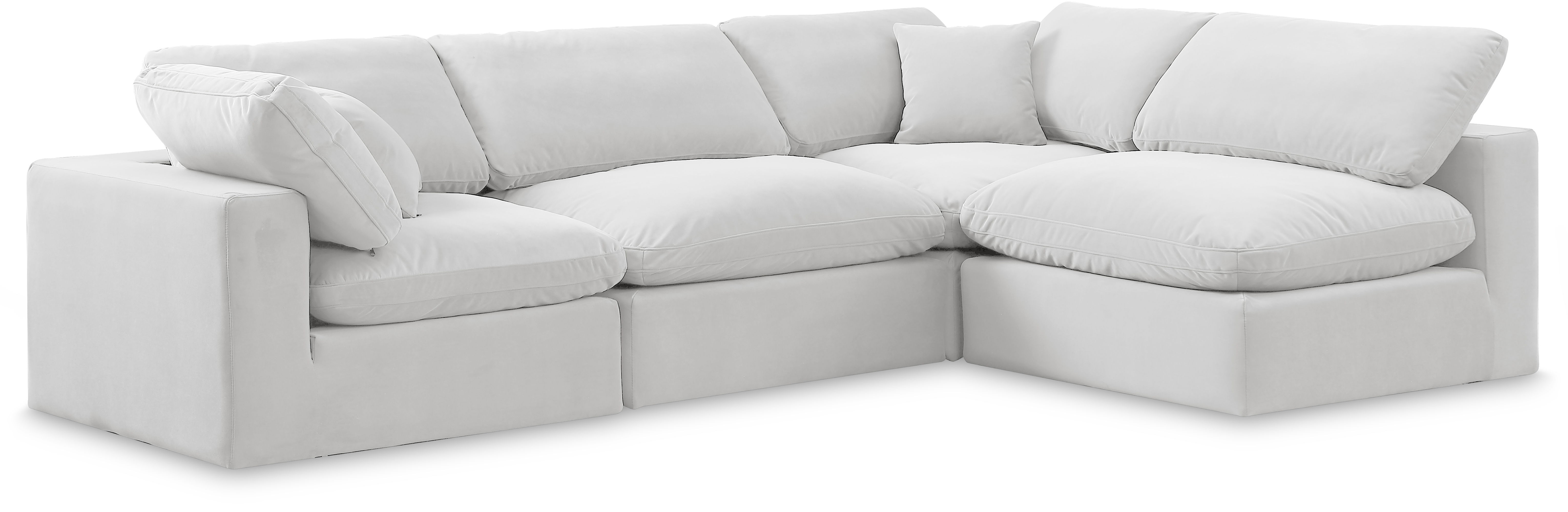Comfy - 4 Piece Velvet Modular Armless Sectional - White