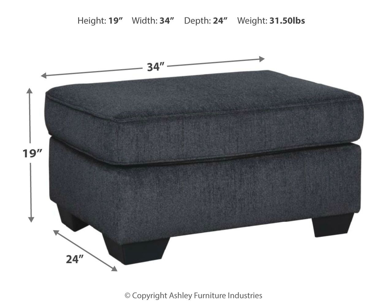 Ashley Furniture Altari - Ottoman - Slate - Image 4
