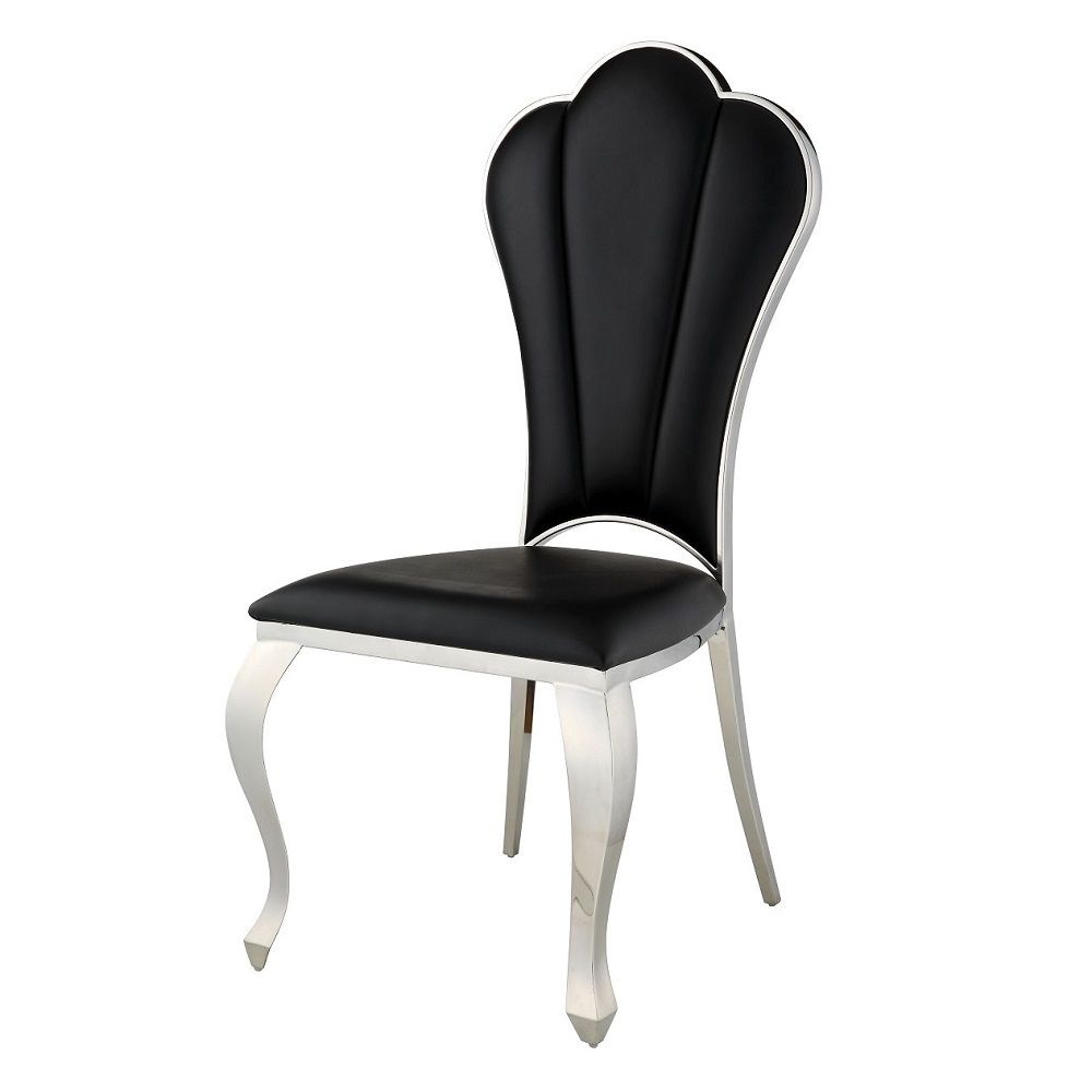 Cyrene - 43" Side Chair (Set of 2) - Black Synthetic Leather, black, view 2