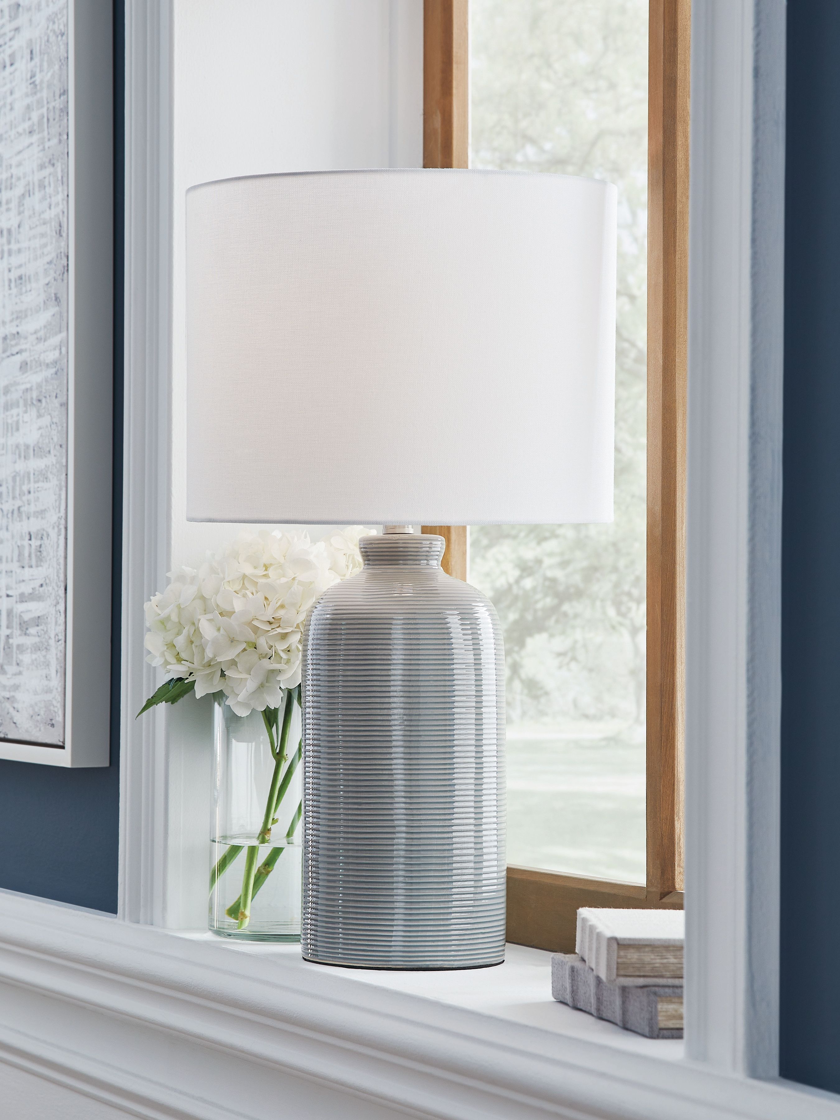 Ashley Furniture Wimlow - Ceramic Table Lamp - Gray Blue - Image 2
