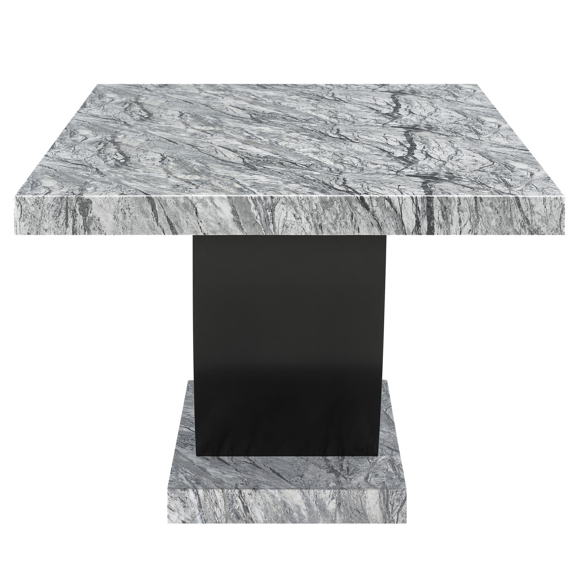 Lyra - Dining Table Top And Base Bottom - Gray Faux Marble