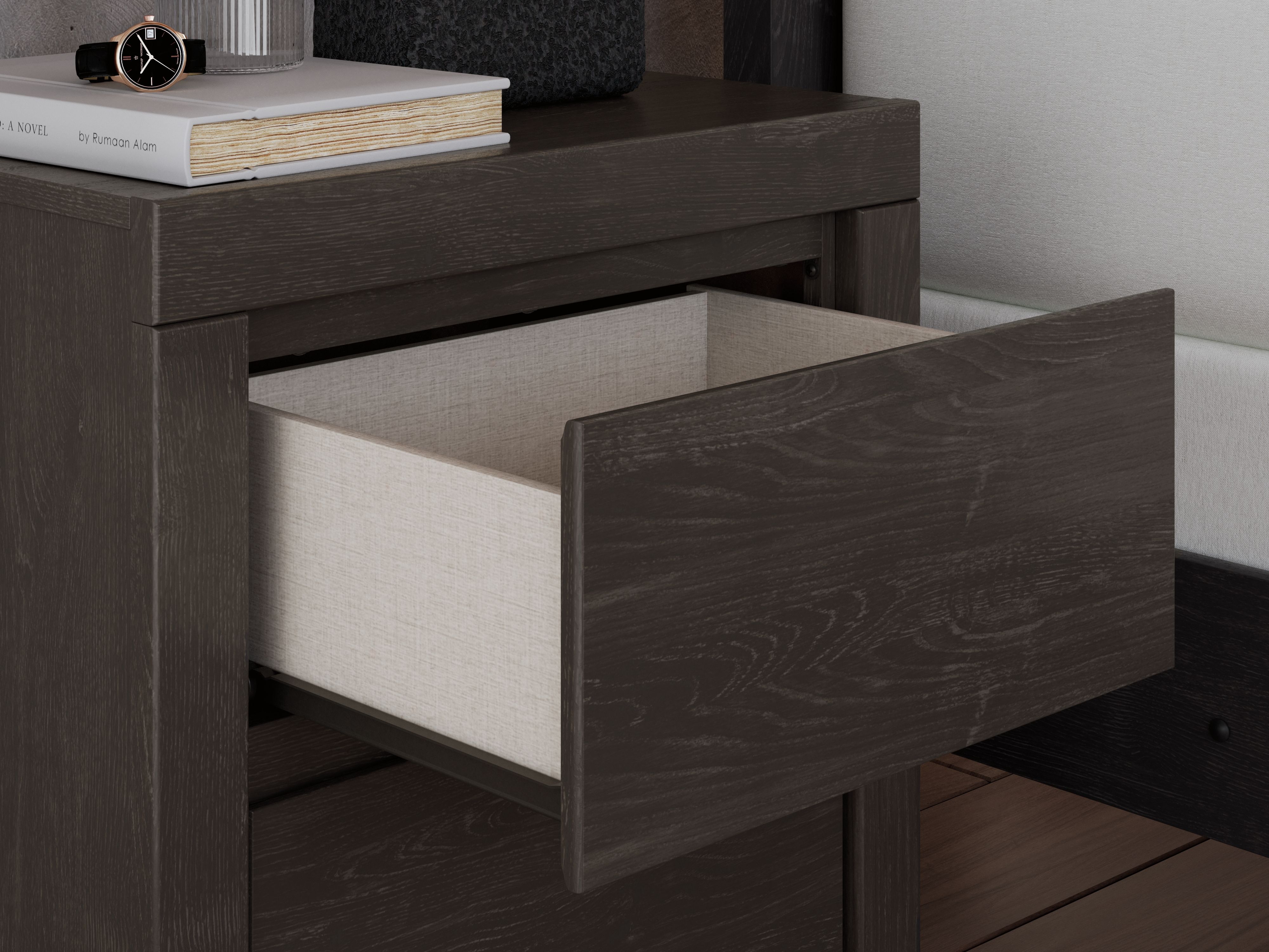 Ashley Furniture Fraluna - Two Drawer Night Stand - Charcoal - Image 10