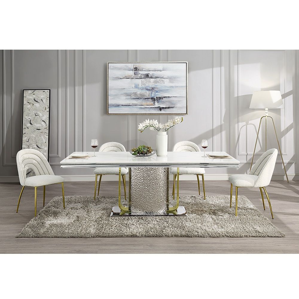 Fadri - Side Chair (Set of 2) - Teddy Sherpa & Mirrored Gold, white, view 7