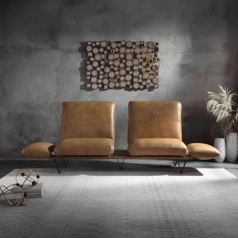 Narech - Sofa With Swivel - Nutmeg Top Grain Leather, light brown