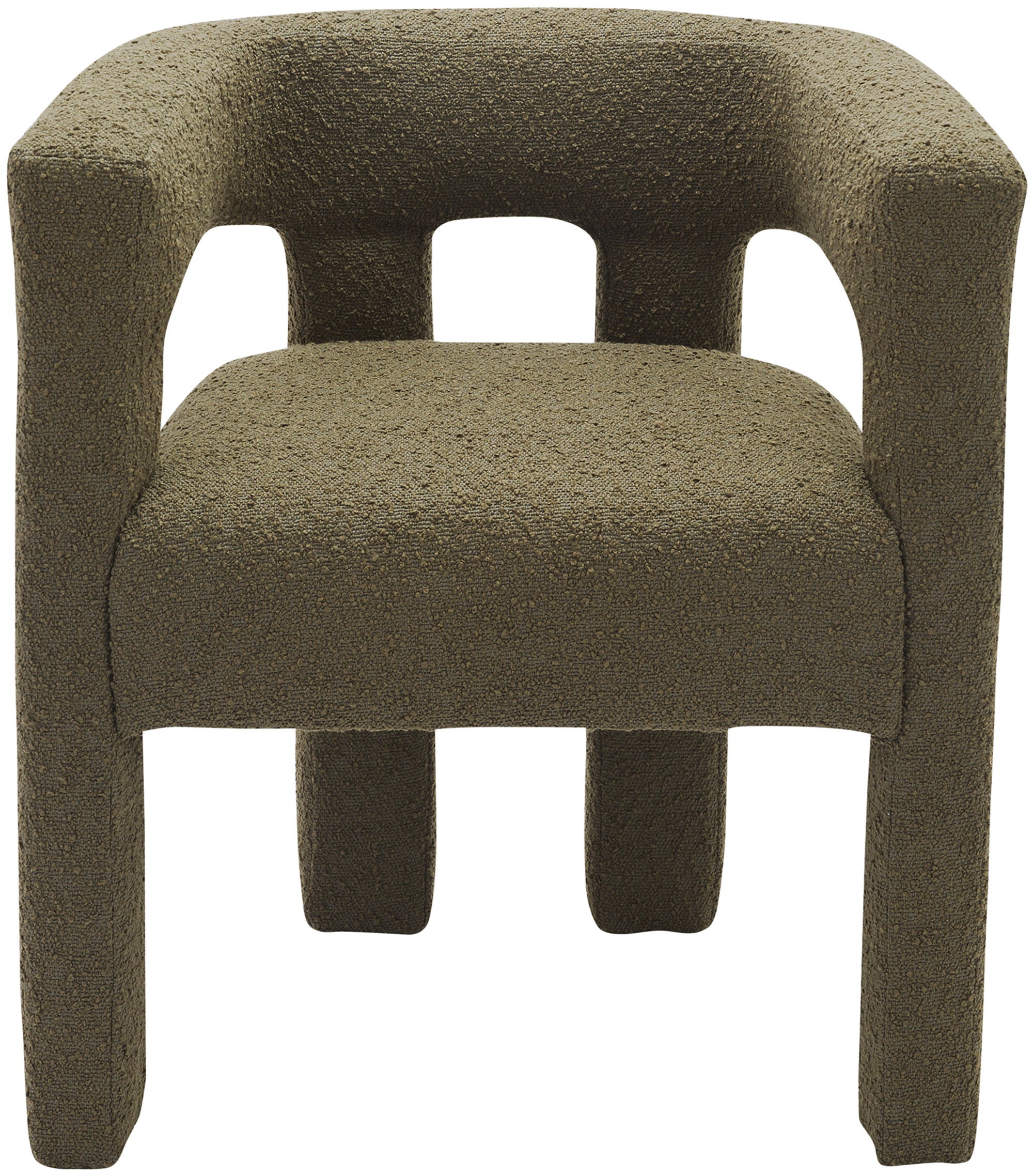 Athena - Boucle Fabric Dining Chair - Olive Green