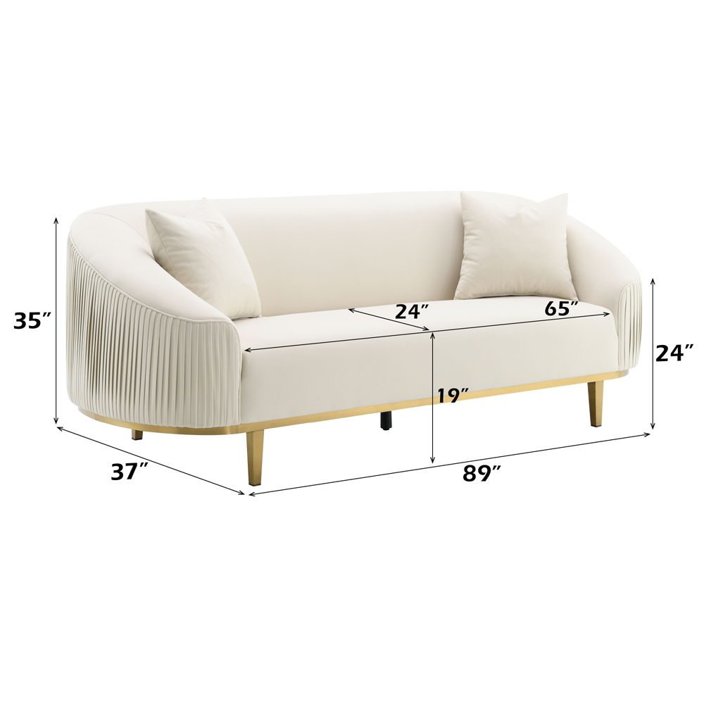 Martina - Sofa With 2 Pillows - Ivory Velvet, beige, view 8