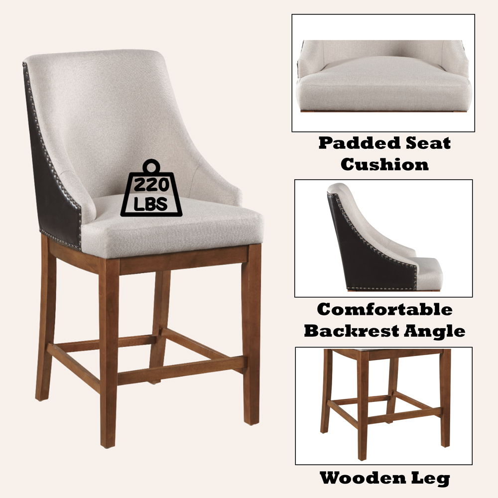 Gilsea - Counter Height Chair (Set of 2) - Fabric, Brown Synthetic Leather & Brown, light brown, view 6