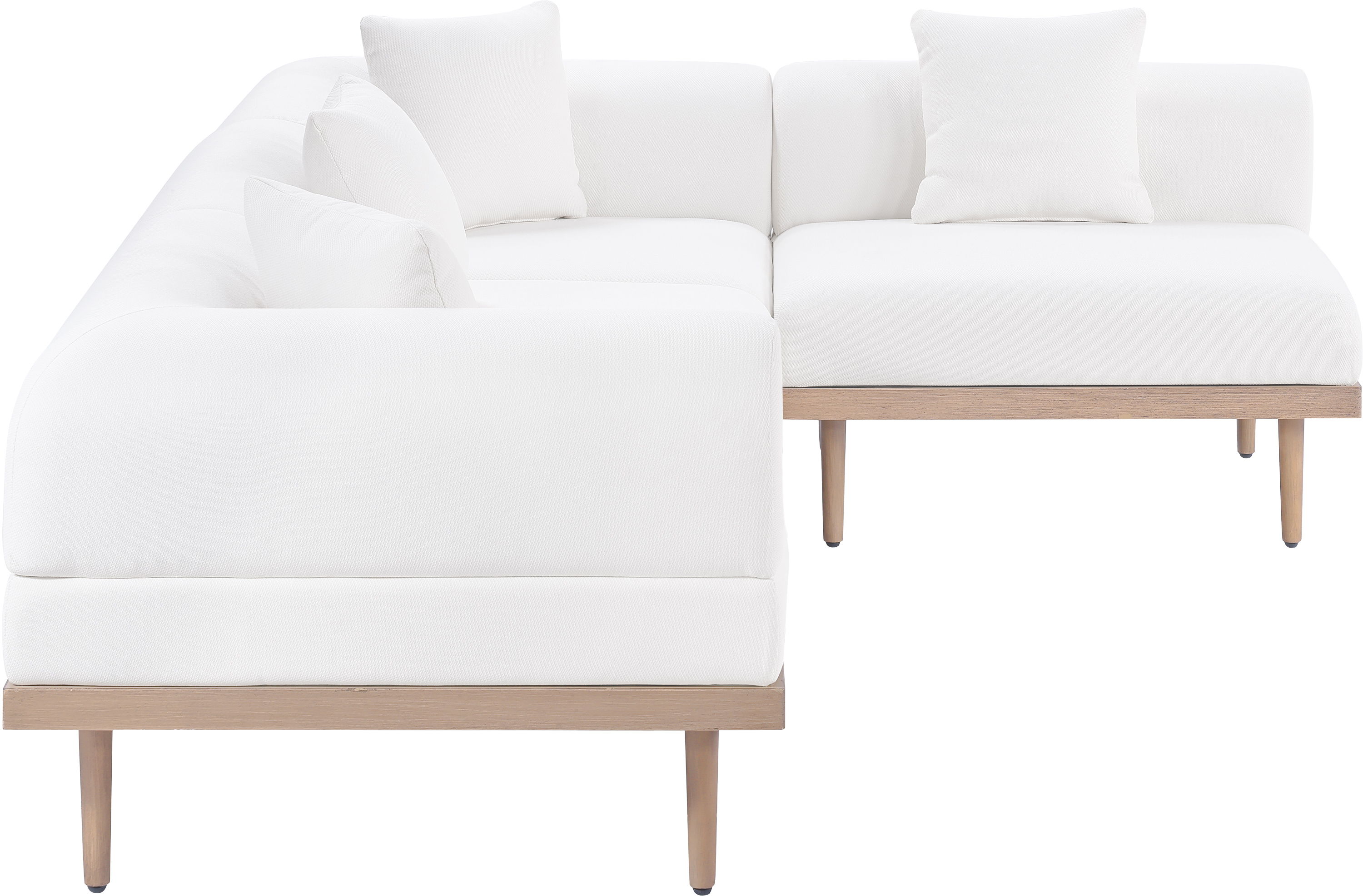 Laguna - 4 Piece Resilient Water Resistant Fabric 106.5" Outdoor Patio Modular Sectional - Cream