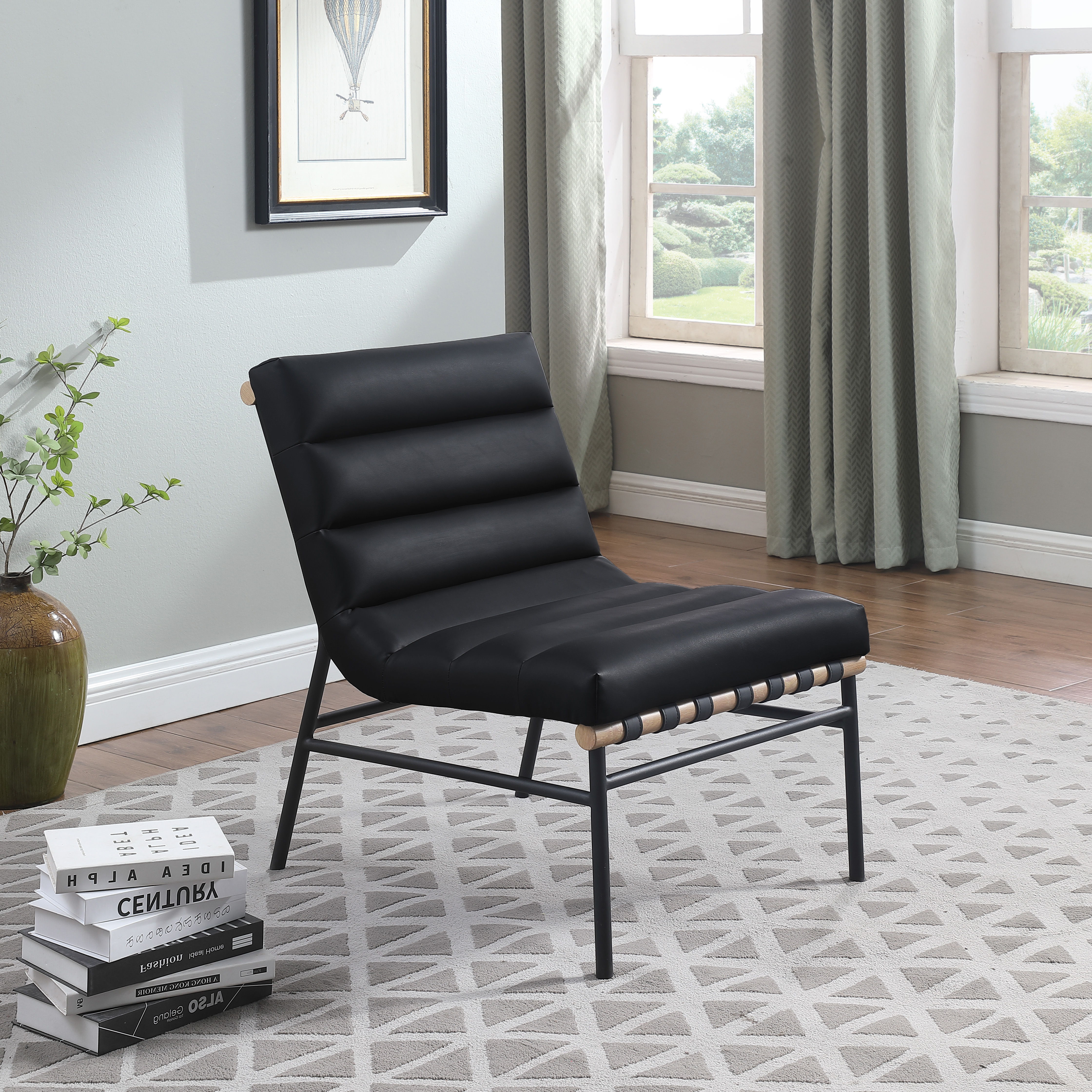 Burke - Faux Leather Accent Chair - Black