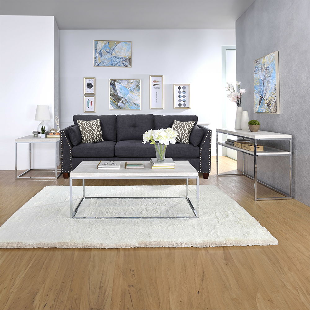 Snyder - Coffee Table - Engineered Stone Top & Chrome, silver, view 6