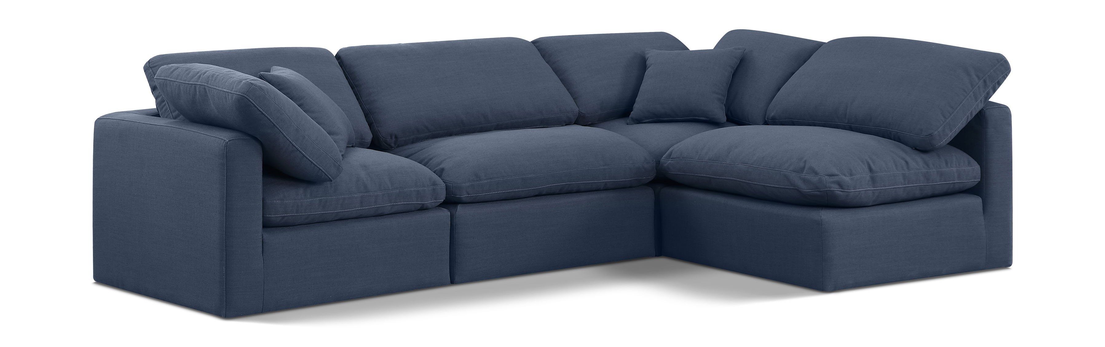 Indulge - Linen 4 Piece Modular Sectional - Navy