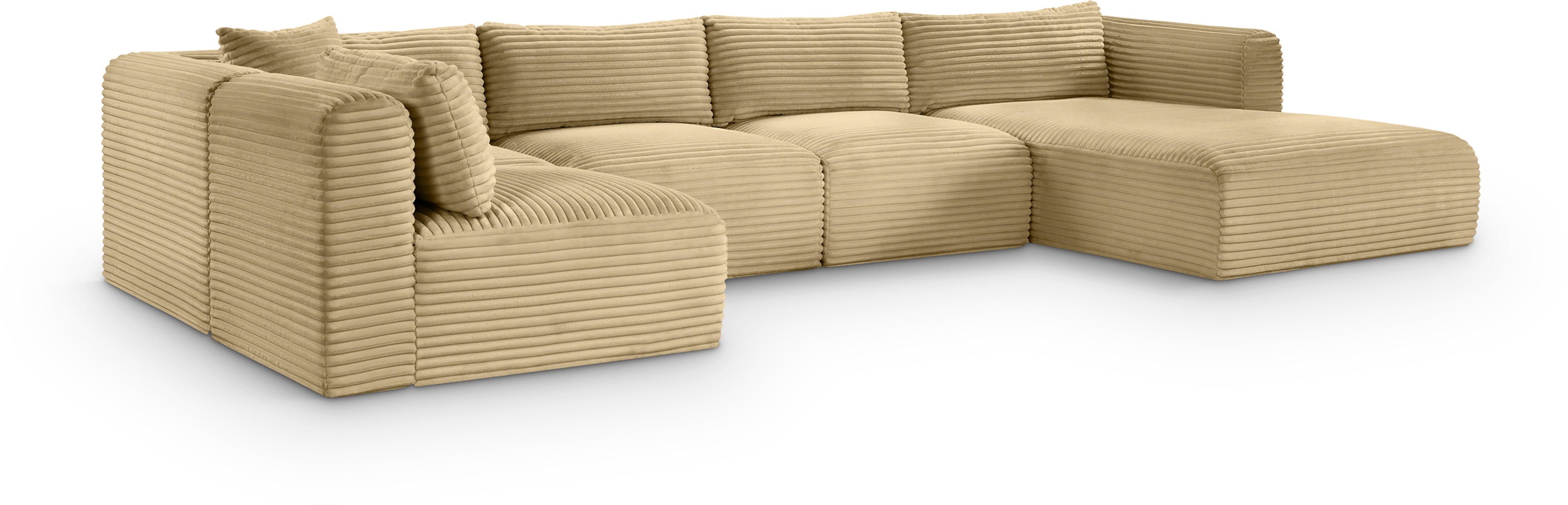 Shaggy - 5 Piece Modular U-Shaped Sectional - Camel