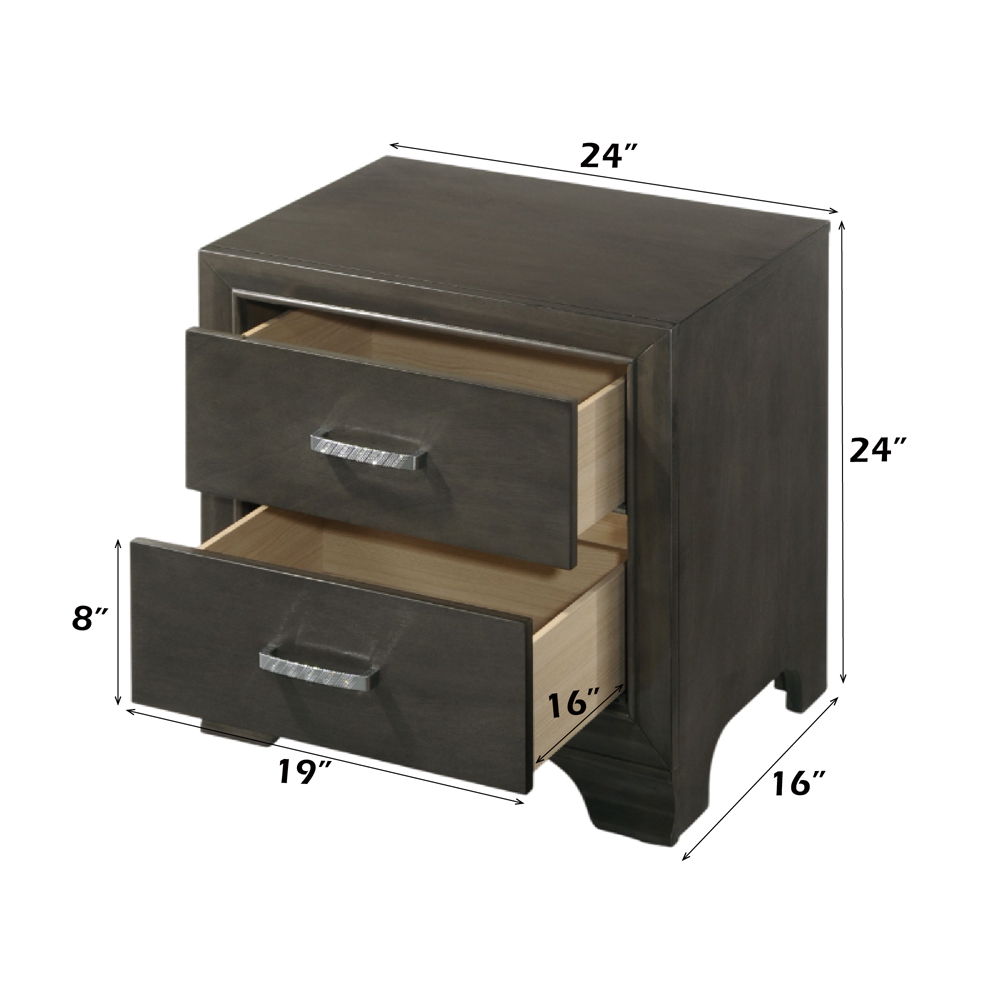 Carine II - Nightstand - Gray, dark gray, view 4
