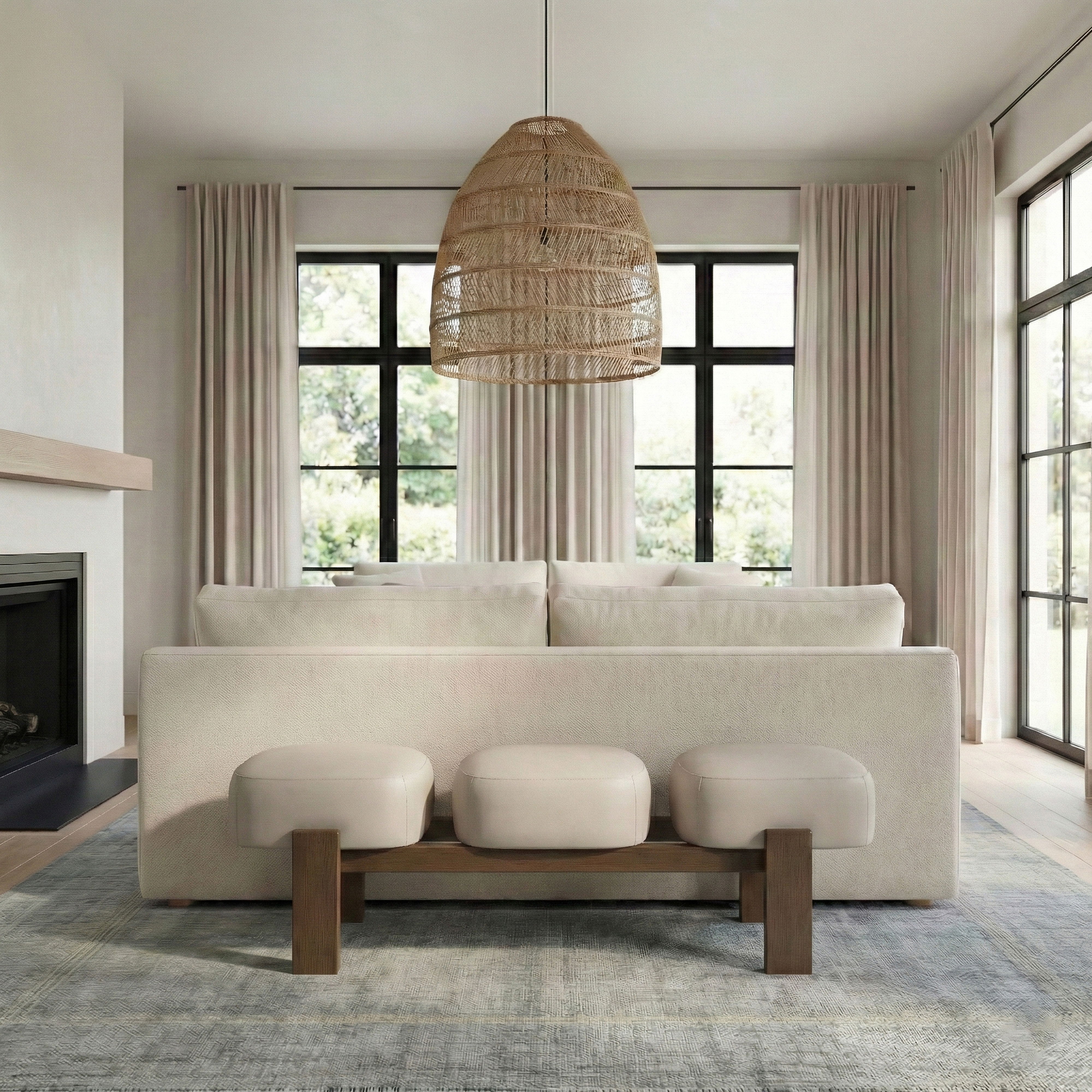 Woodcrest - Vegan Leather Upholstered Bench - Beige